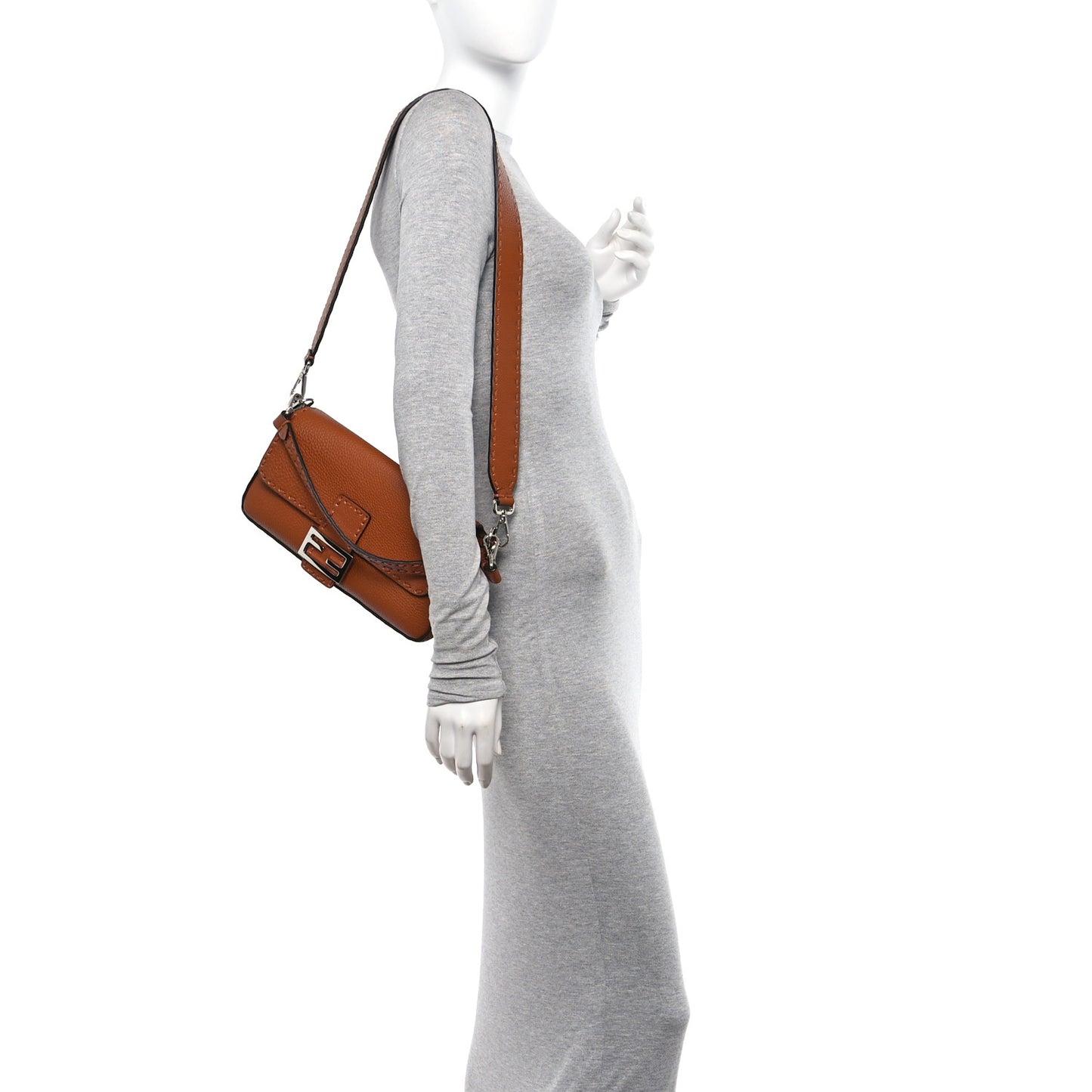 Cuoio Roma Sellerissima Nappa Sintetica Tape Stitch Baguette Brandy