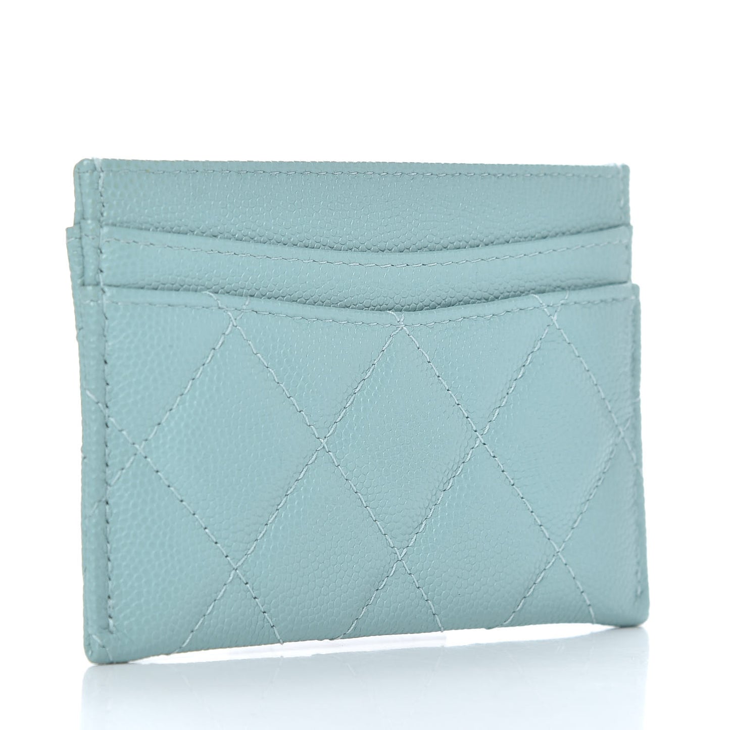 Caviar Quilted Card Holder Light Blue