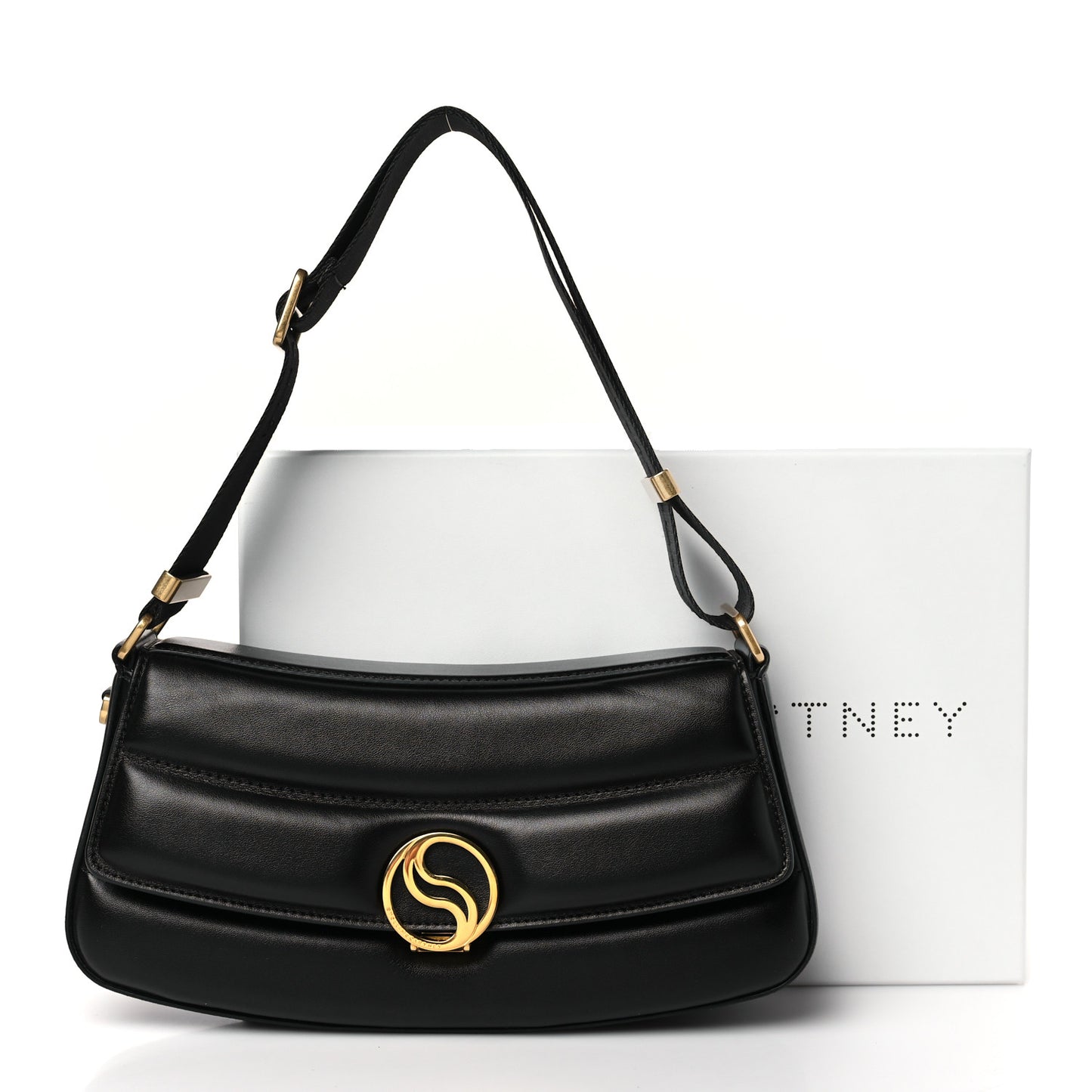 Eco Alter Nappa Padded S Wave Shoulder Bag Black