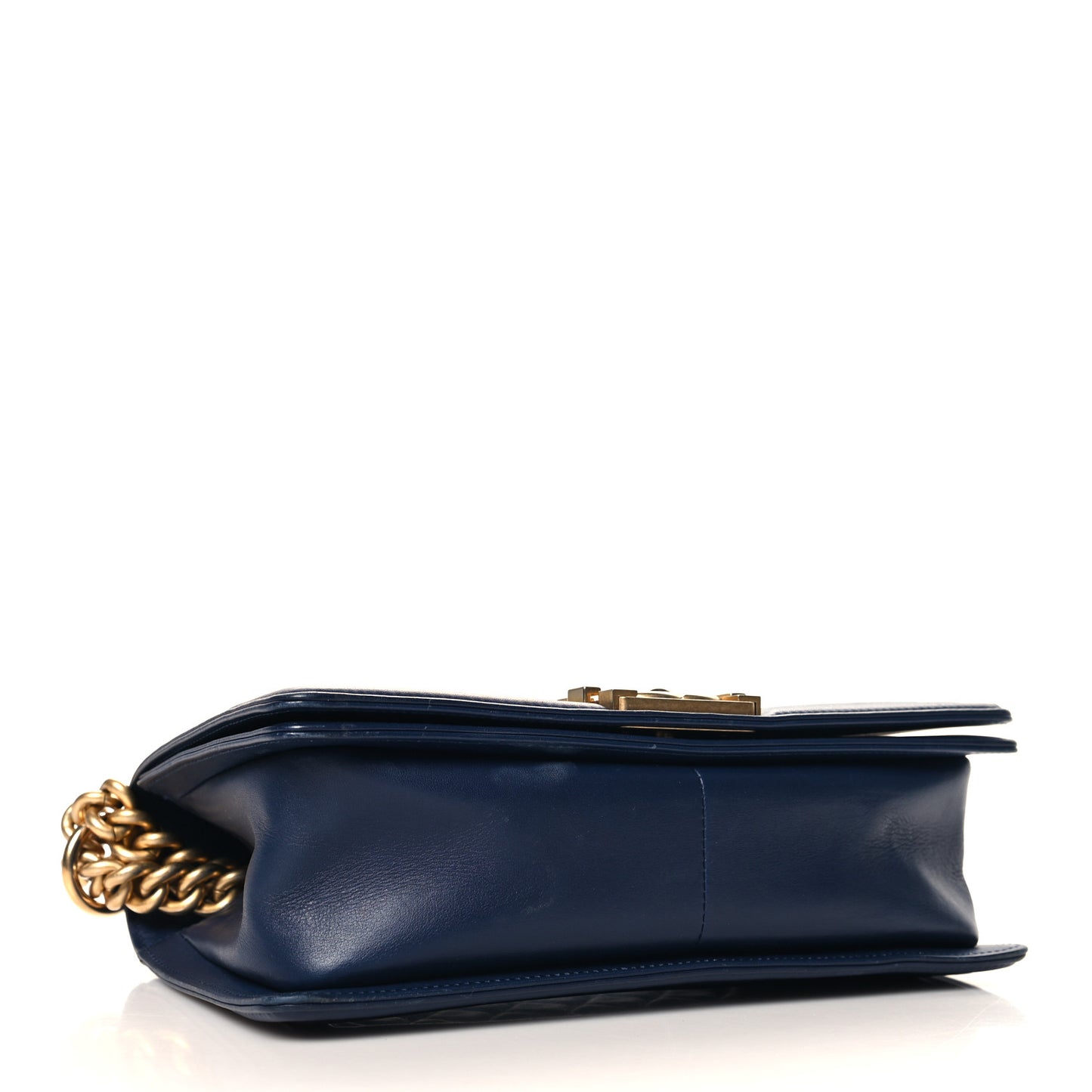 Lambskin Quilted Medium Boy Flap Dark Blue