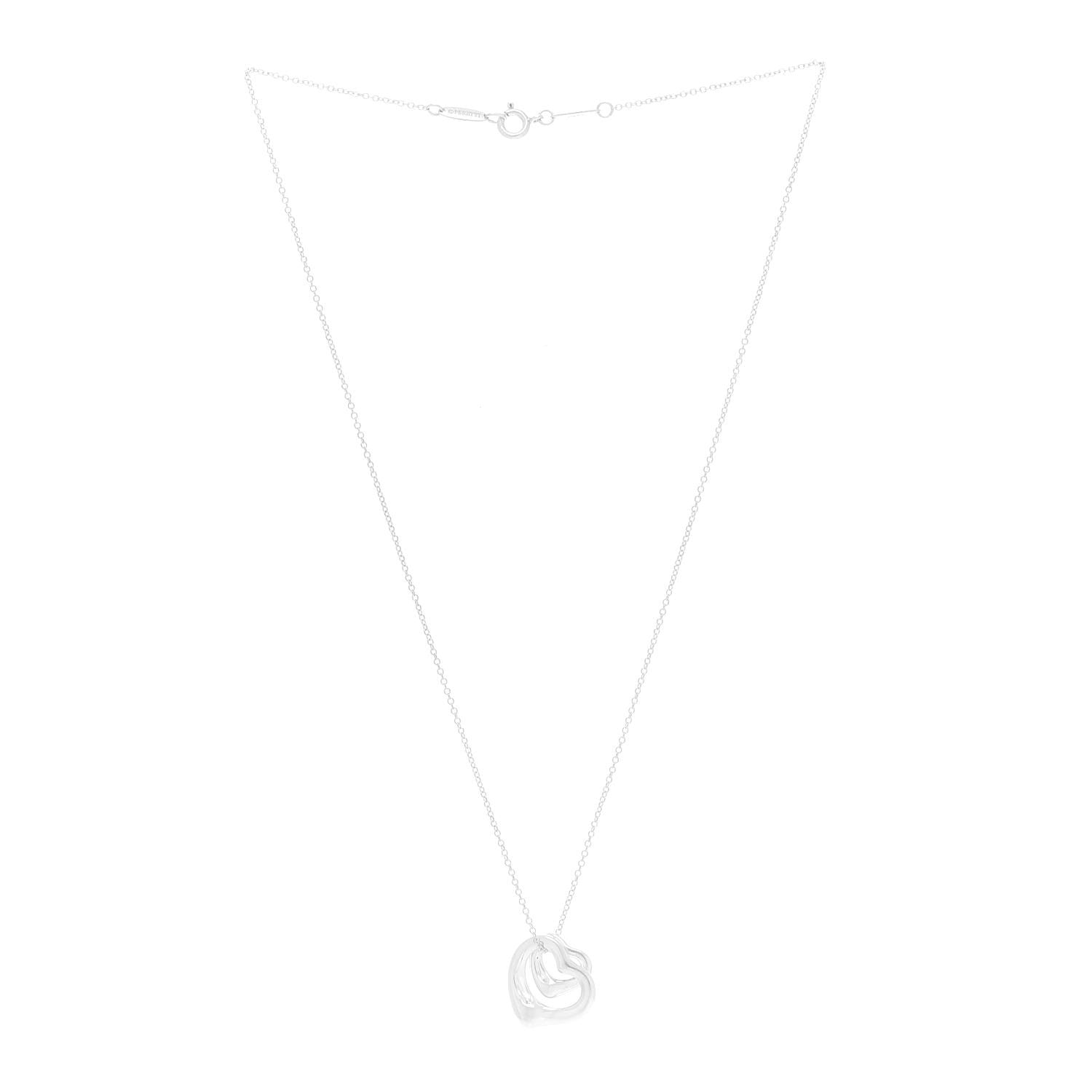Tiffany Sterling Silver Elsa Peretti Double Open Heart Pendant Necklace 3 of 8