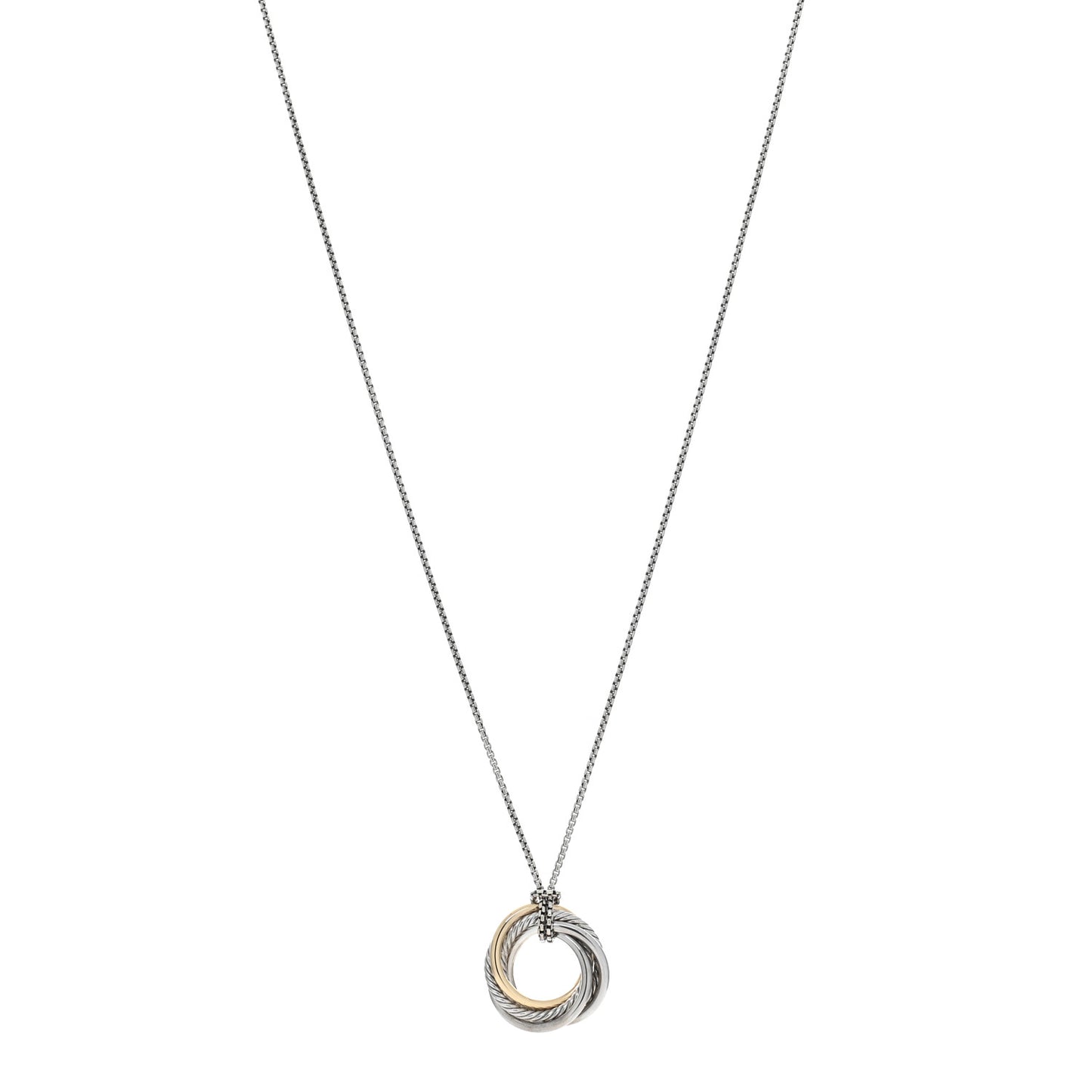 Sterling Silver 14K Yellow Gold 28mm Crossover Pendant Necklace