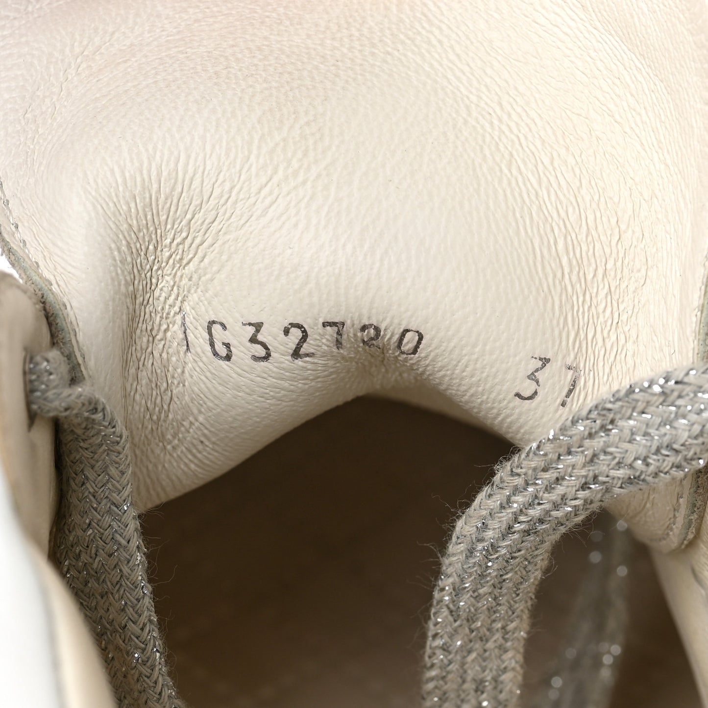 Patent Lambskin High Top Sneakers 37 White Silver
