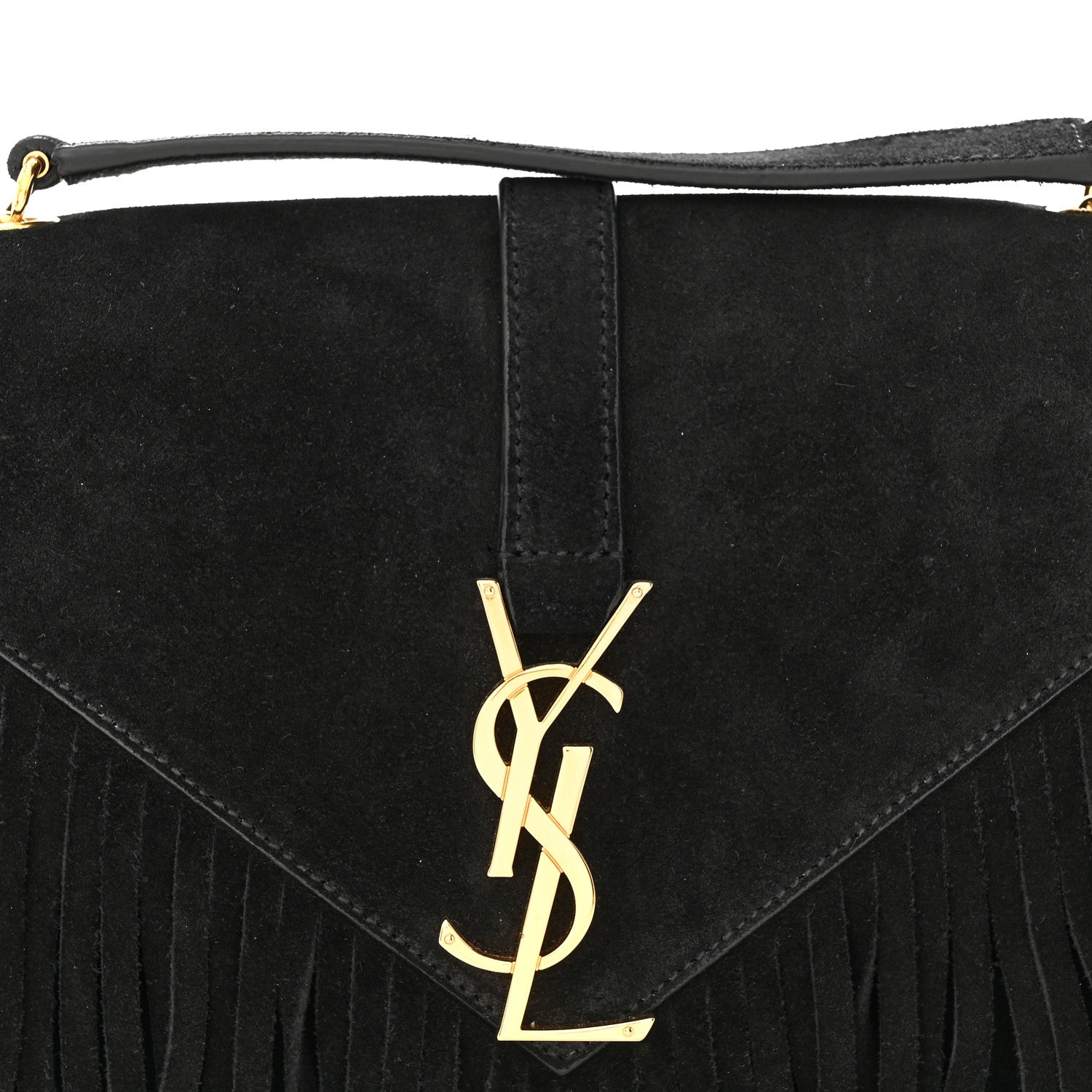 Saint Laurent Suede Fringe Small Monogram Satchel Black 7 of 11