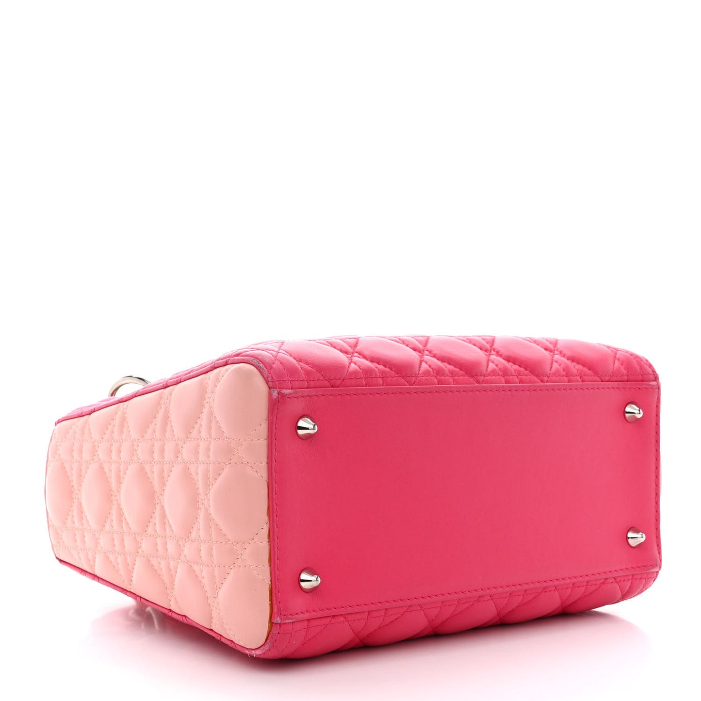 Lambskin Cannage Tri-Color Medium Lady Dior Orange Riviera Fuchsia Cosmopolitan Lipstick Natural