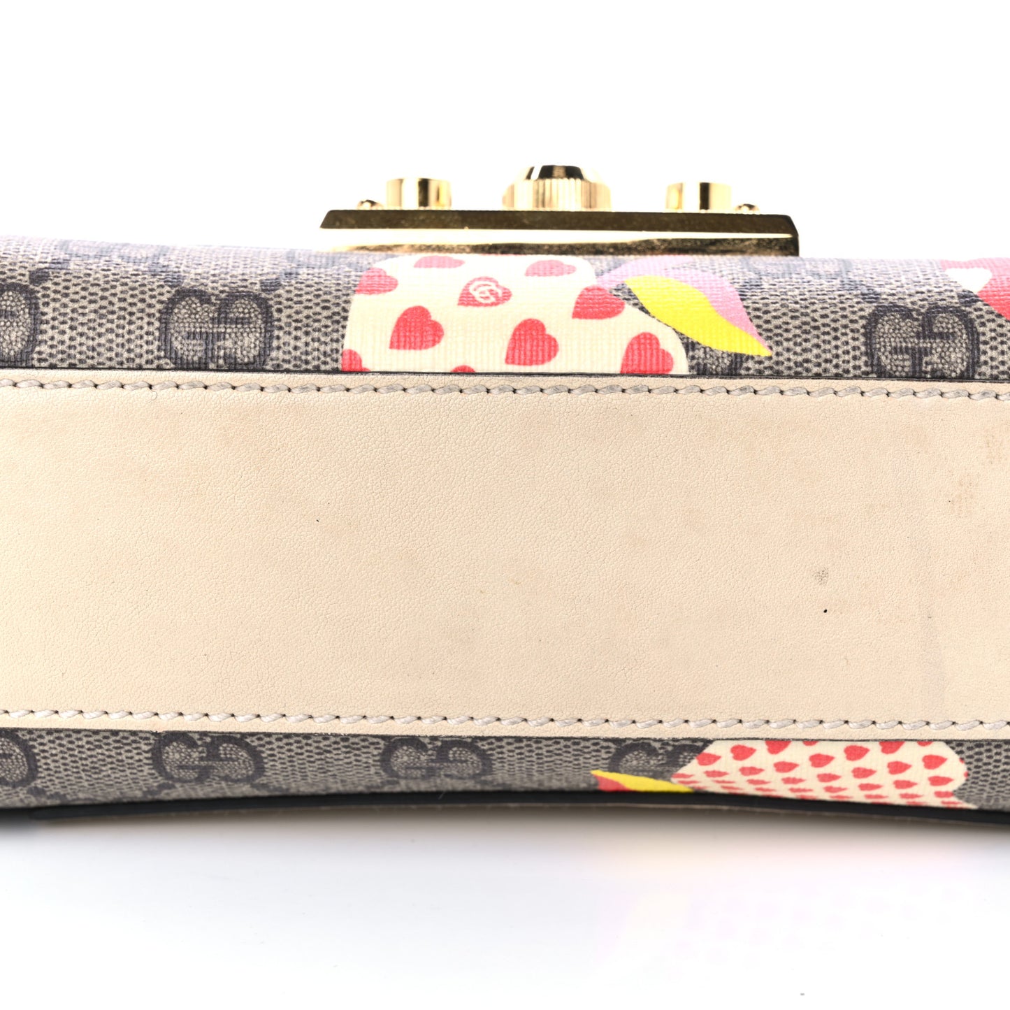GG Supreme Monogram Les Pommes Small Padlock Shoulder Bag Beige Ebony Multicolor Pink