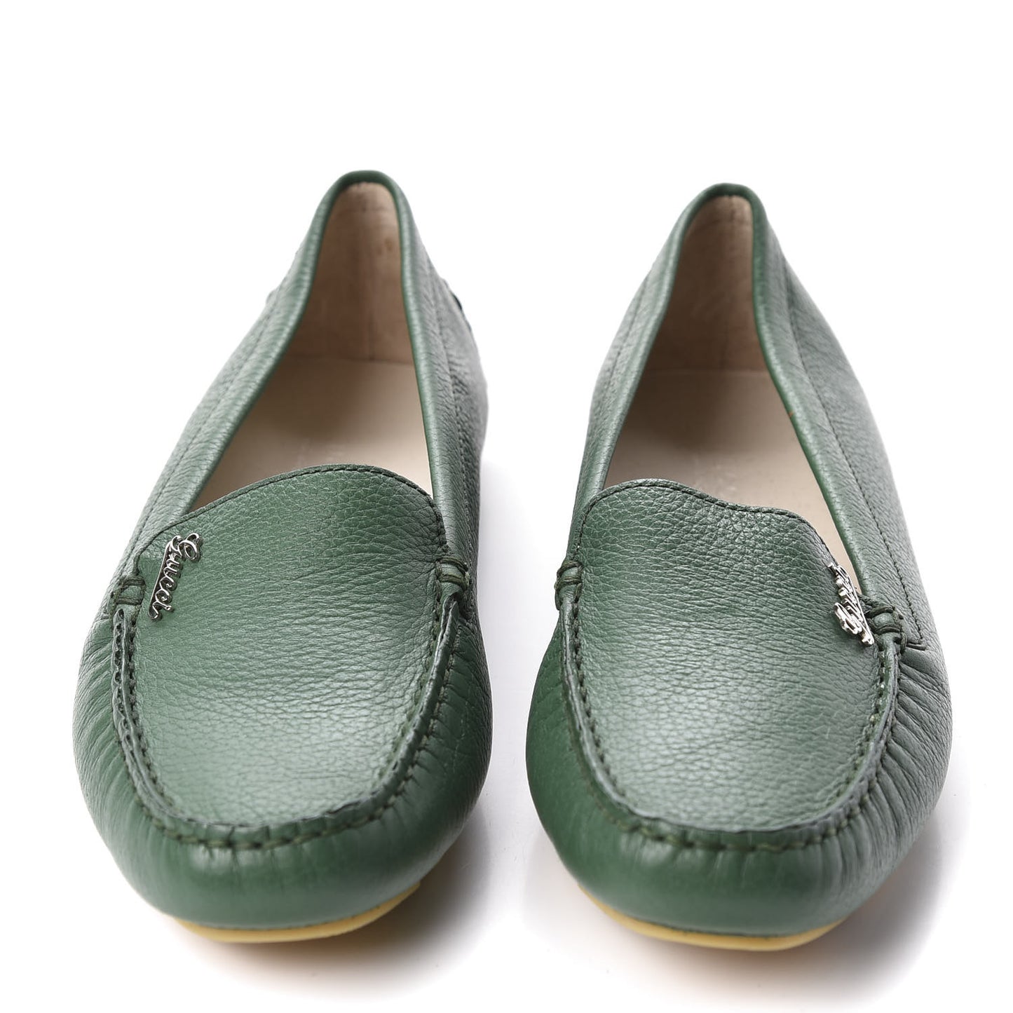 Calfskin Womens Driver Loafers 36.5 Green