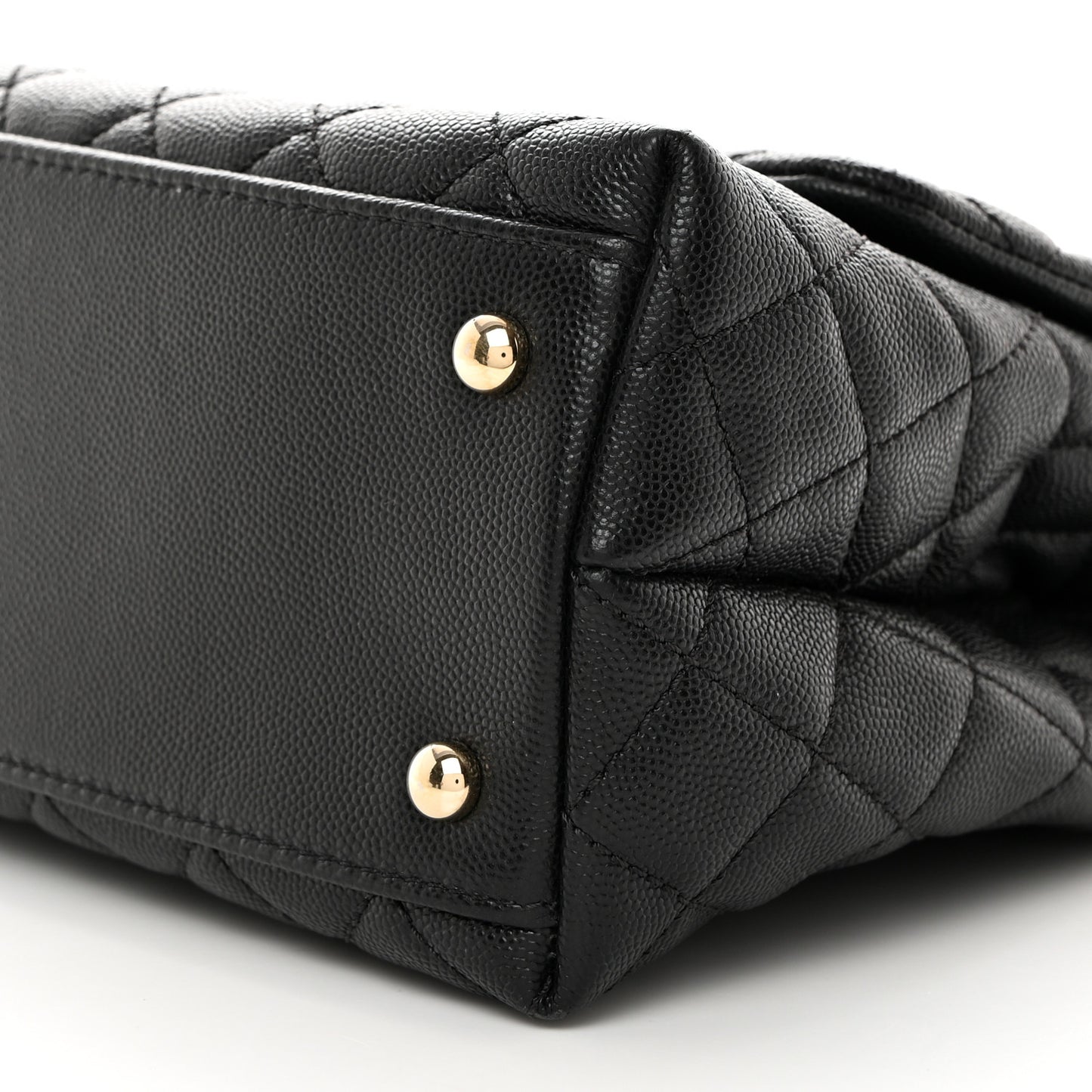 Caviar Quilted Small Coco Handle Flap Black