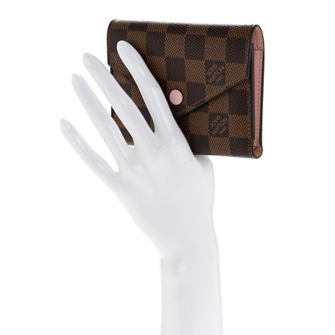Damier Ebene Victorine Wallet Rose Ballerine