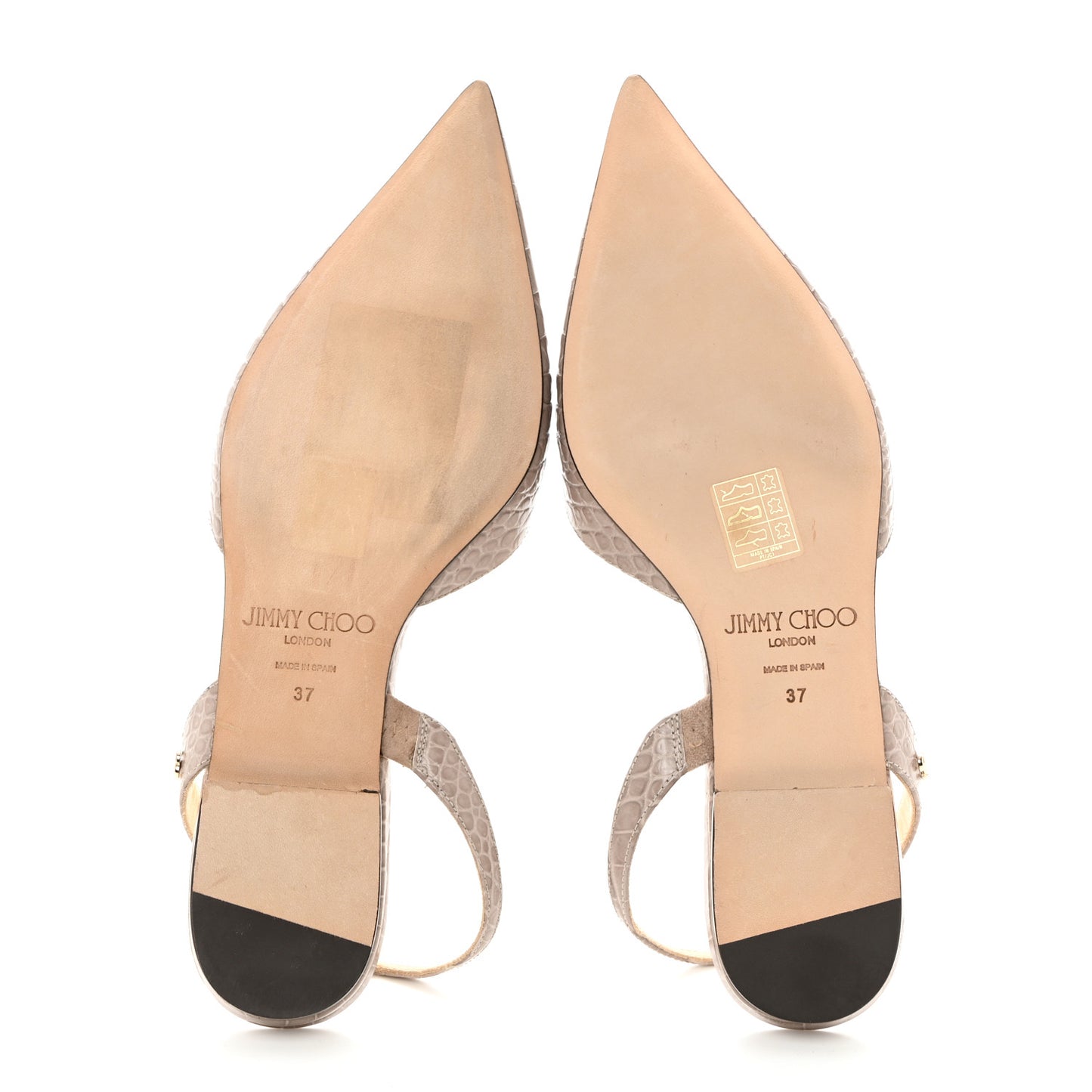 Crocodile Embossed Slingback Flat 37 Beige