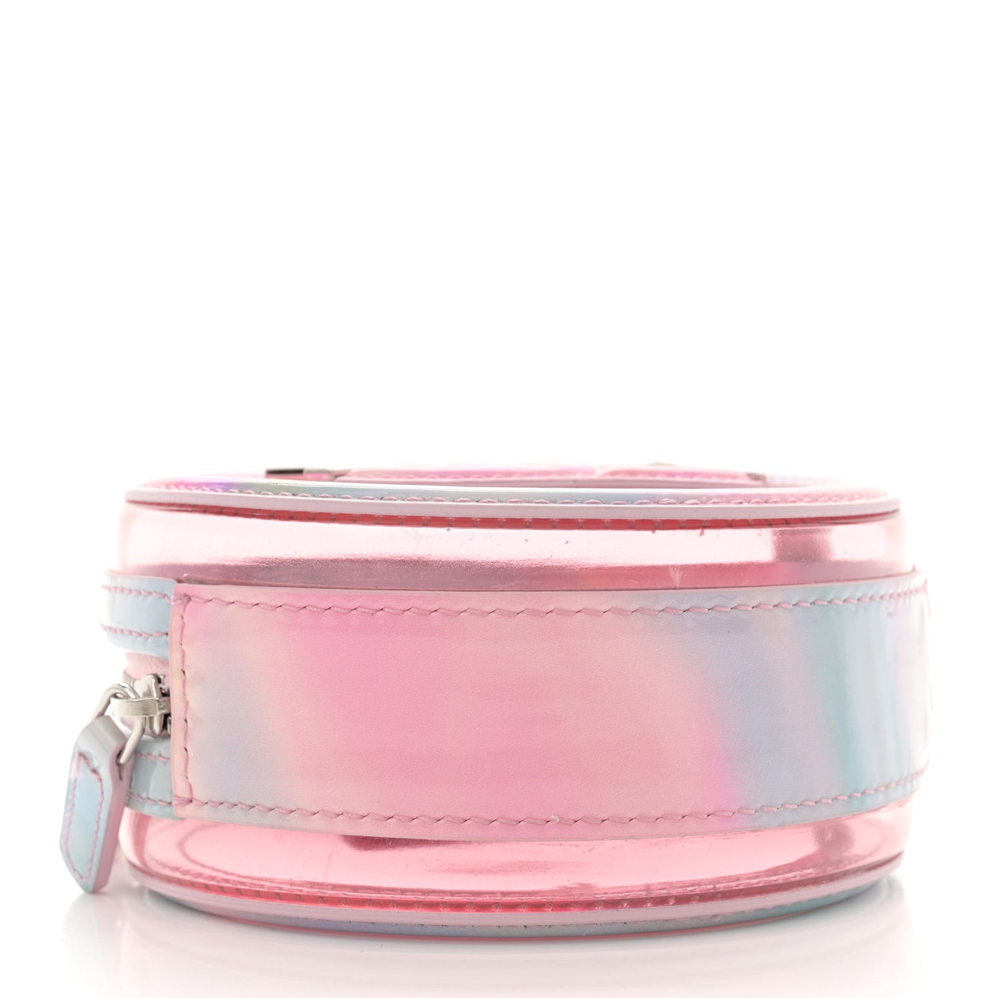 PVC Lambskin Filigree Round Clutch With Chain Pink