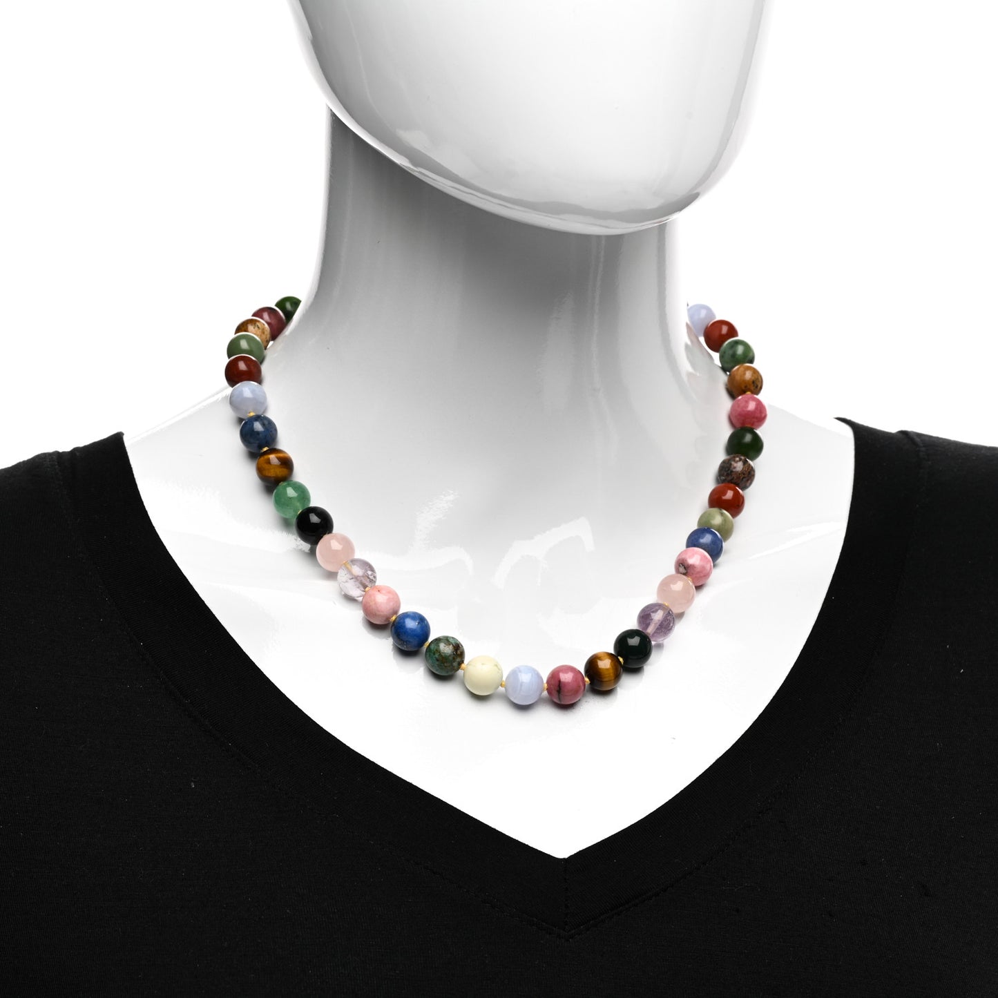Sterling Silver Multi Gemstone 10mm Paloma Picasso Bead Necklace