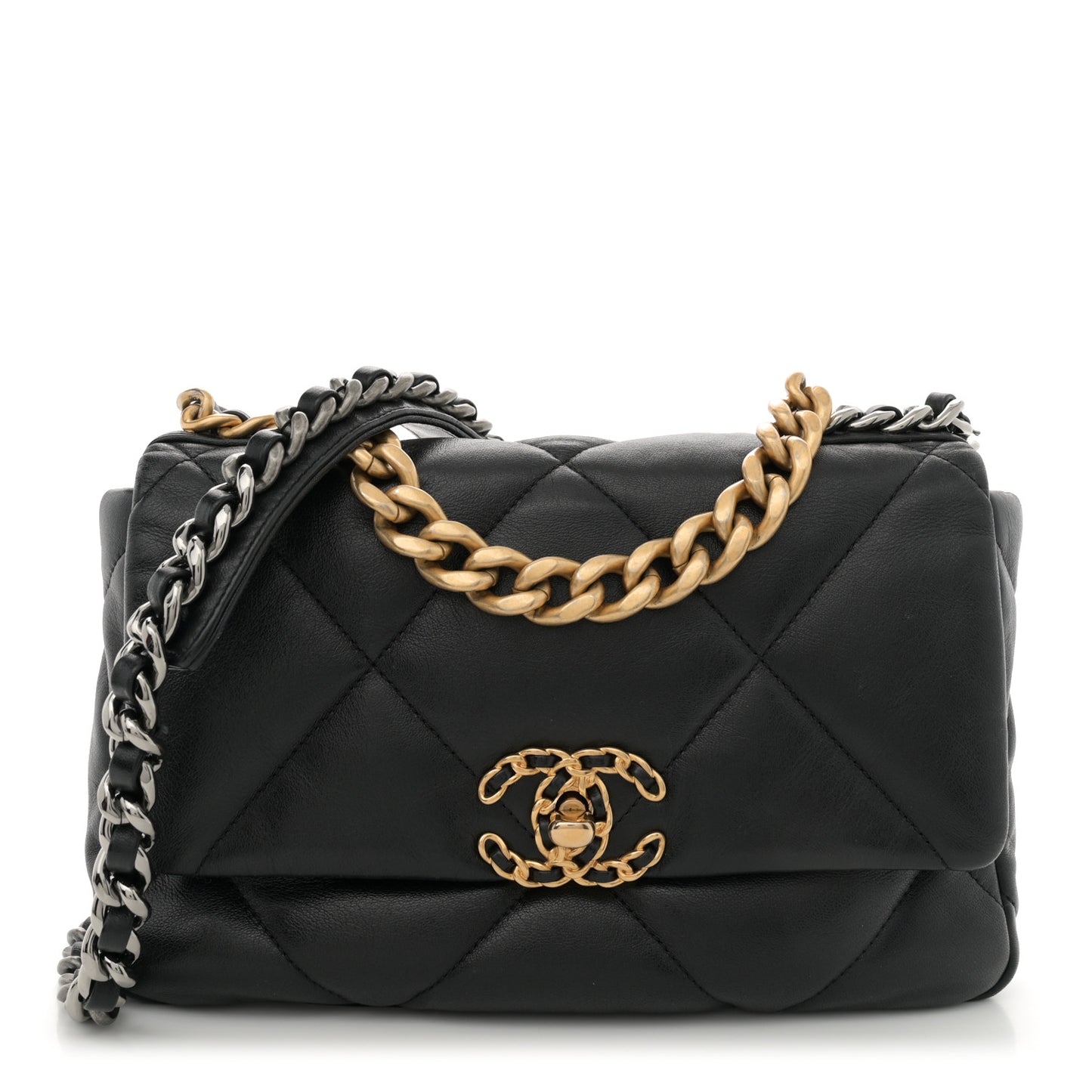 Lambskin Quilted Medium Chanel 19 Flap Black