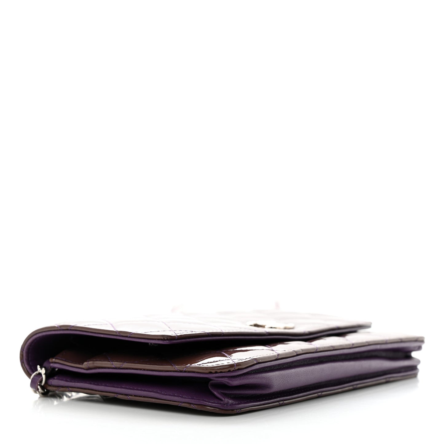 Patent Quilted Brilliant Wallet On Chain WOC Violet