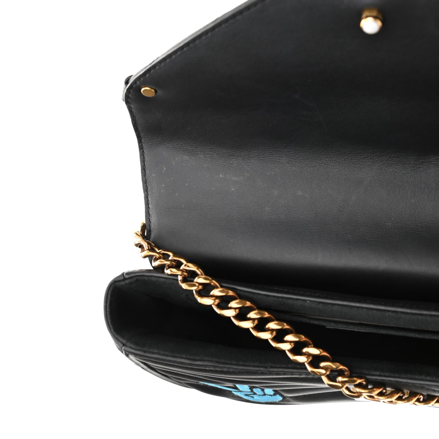 Calfskin Embroidered New Wave Chain MM Black