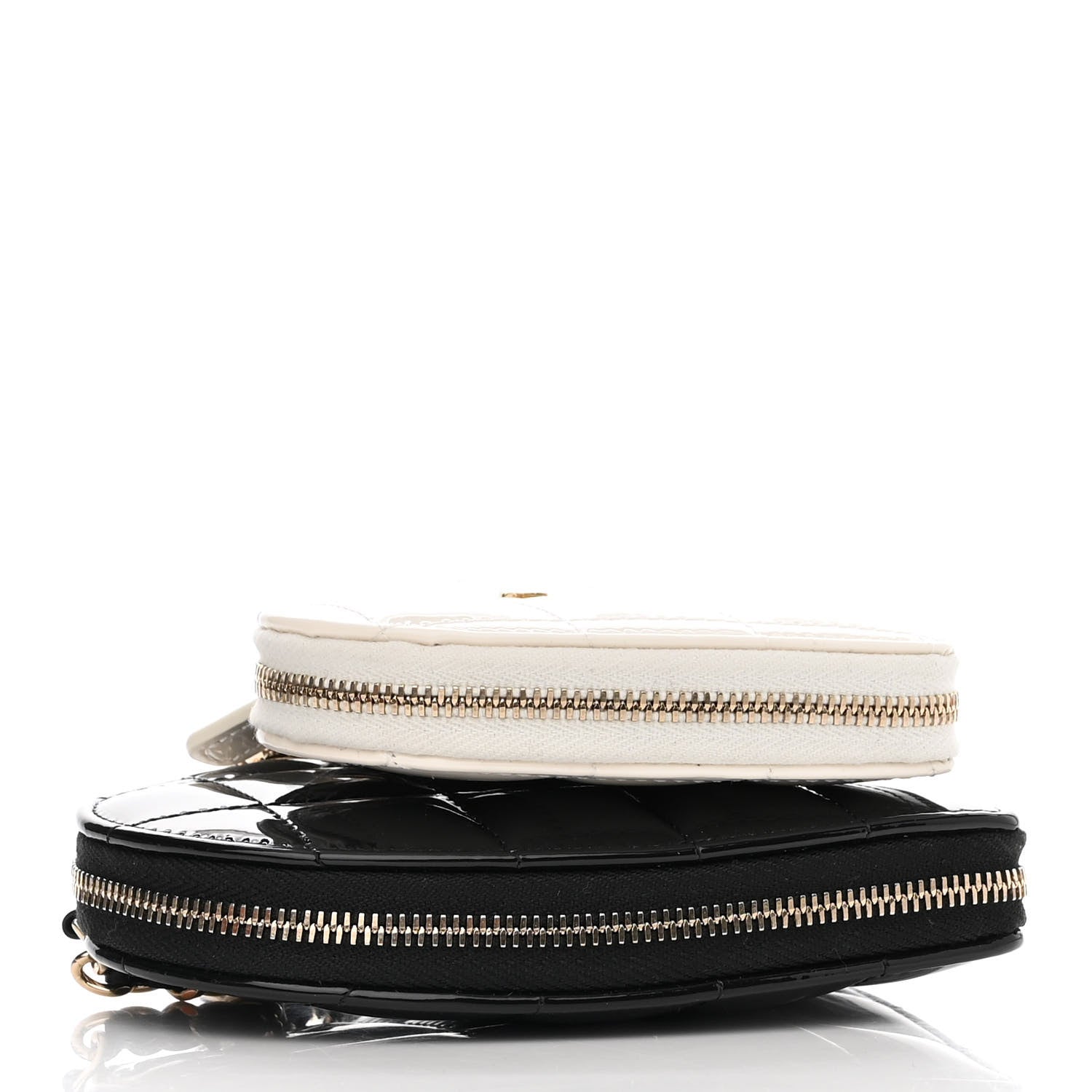 Chanel Patent Calfskin Resin Quilted CC Heart Clutch With Chain Black 4 of 13