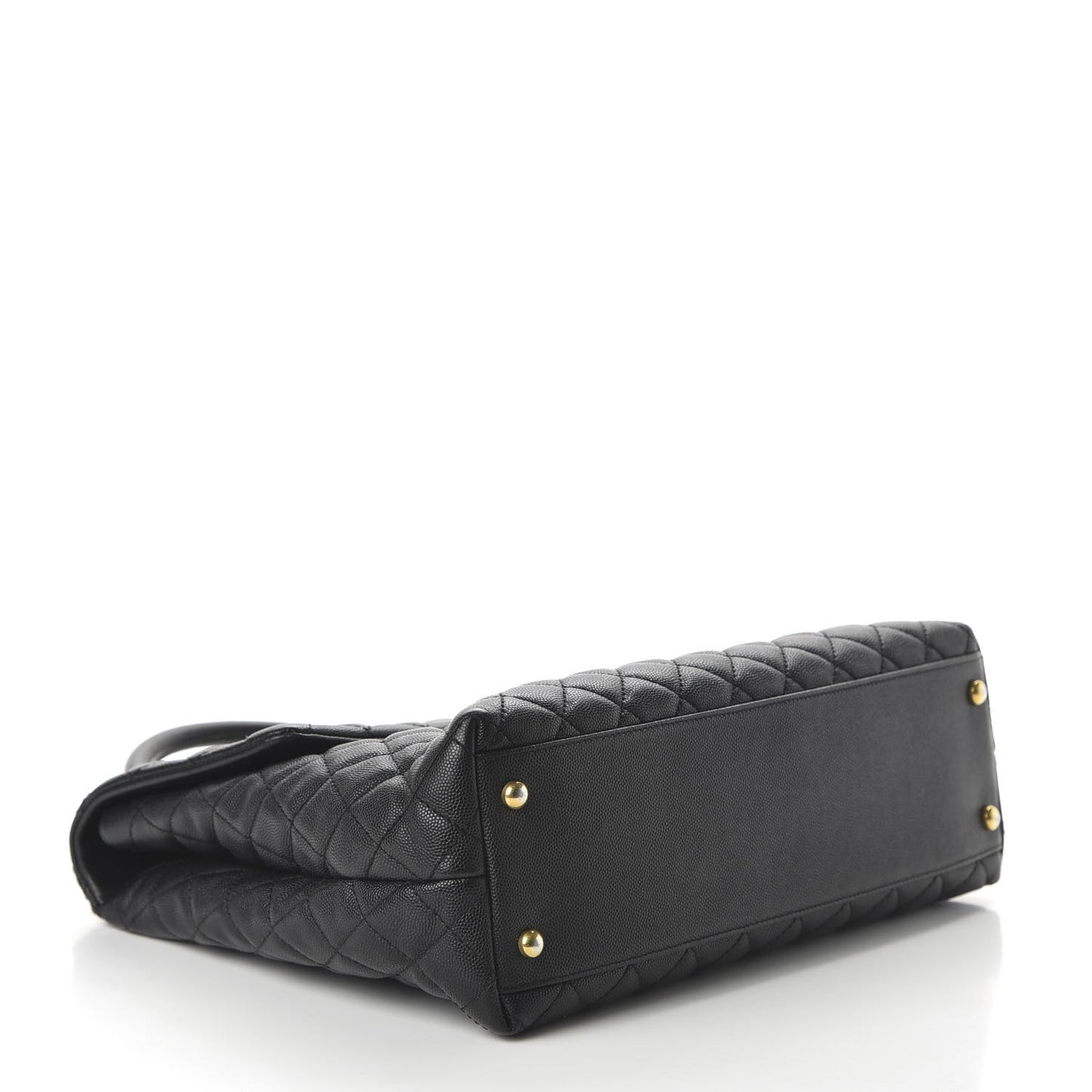 Caviar Quilted Large Coco Handle Flap Black