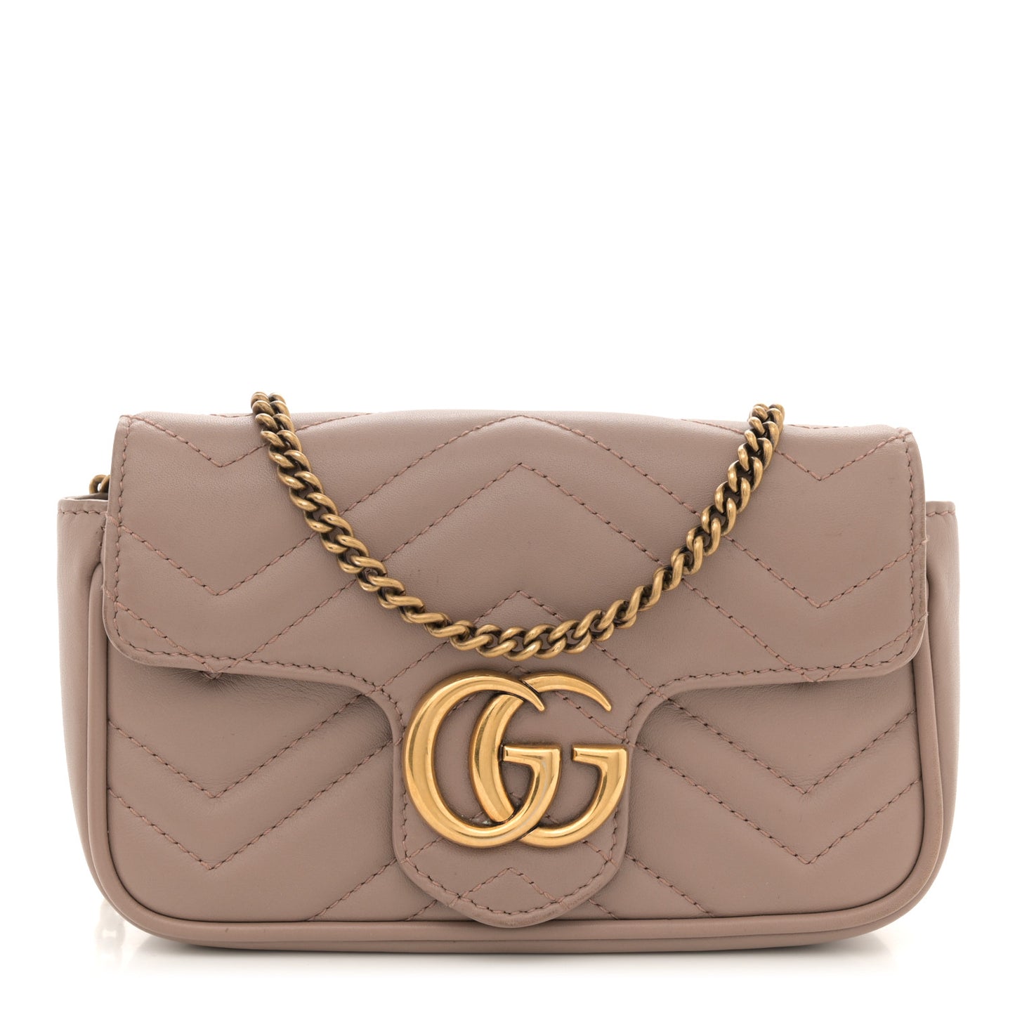 Calfskin Matelasse Super Mini GG Marmont Shoulder Bag Porcelain Rose