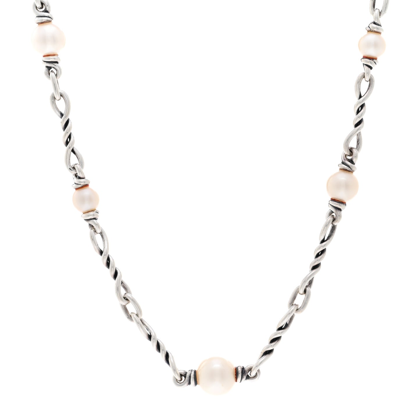 Sterling Silver Pearl Continuance Chain Necklace