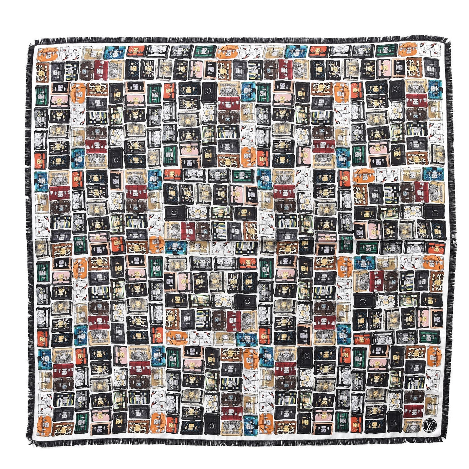 Louis Vuitton Silk Tribute to Petite Malle Giant Square Scarf Black 1 of 5