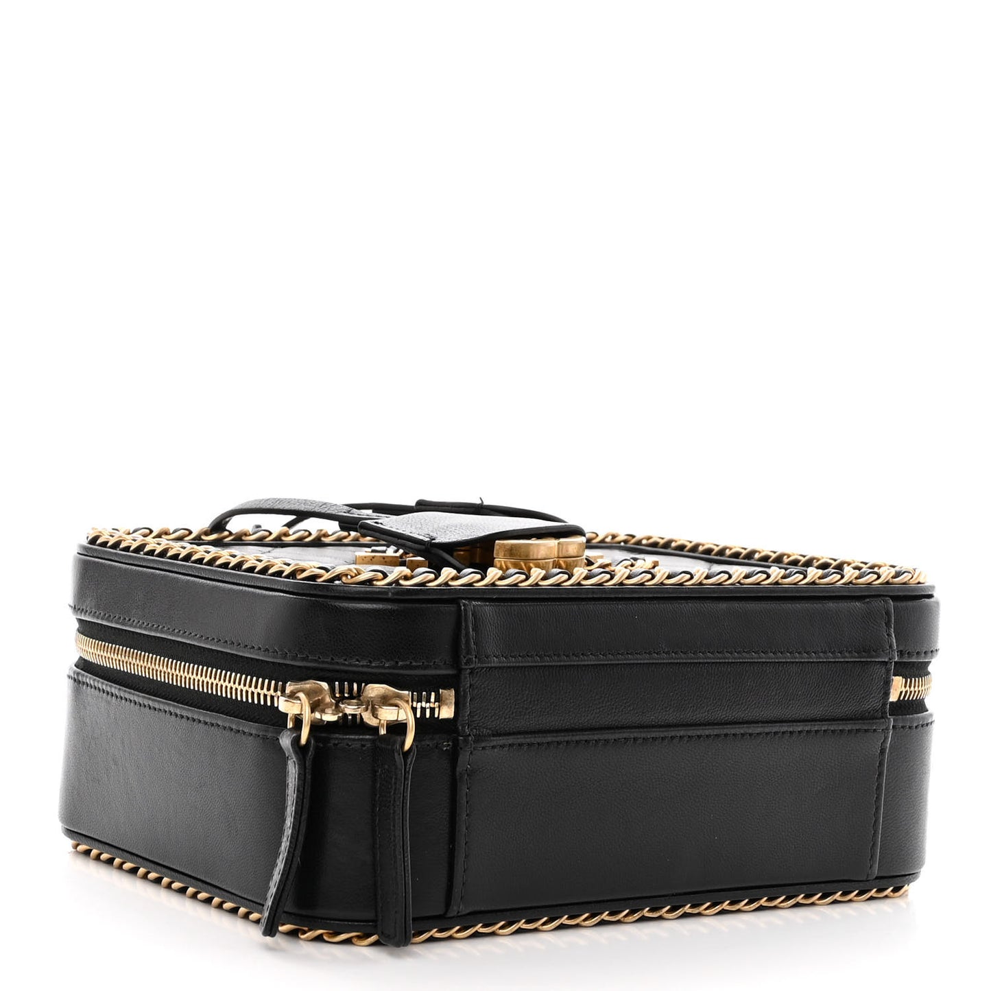 Goatskin Quilted Medium CC Filigree Vanity Case Black