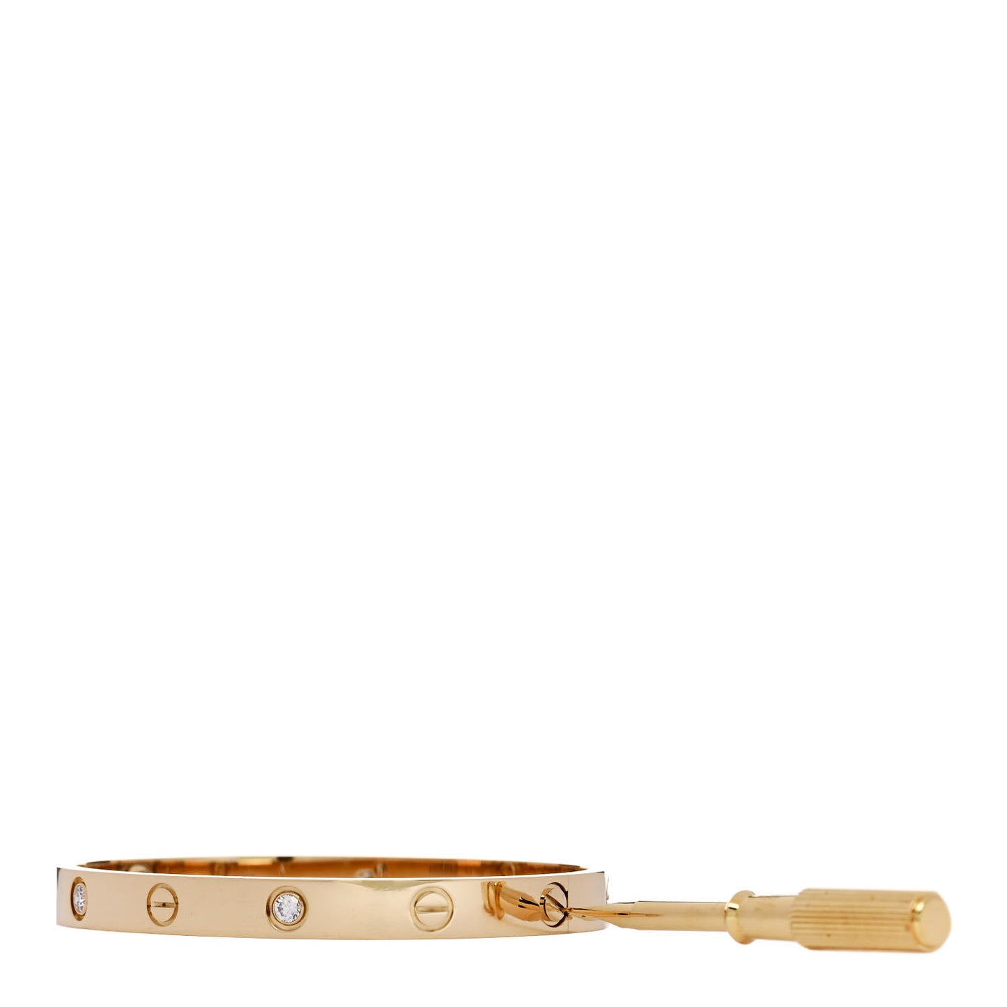 18K Yellow Gold 4 Diamond LOVE Bracelet 17