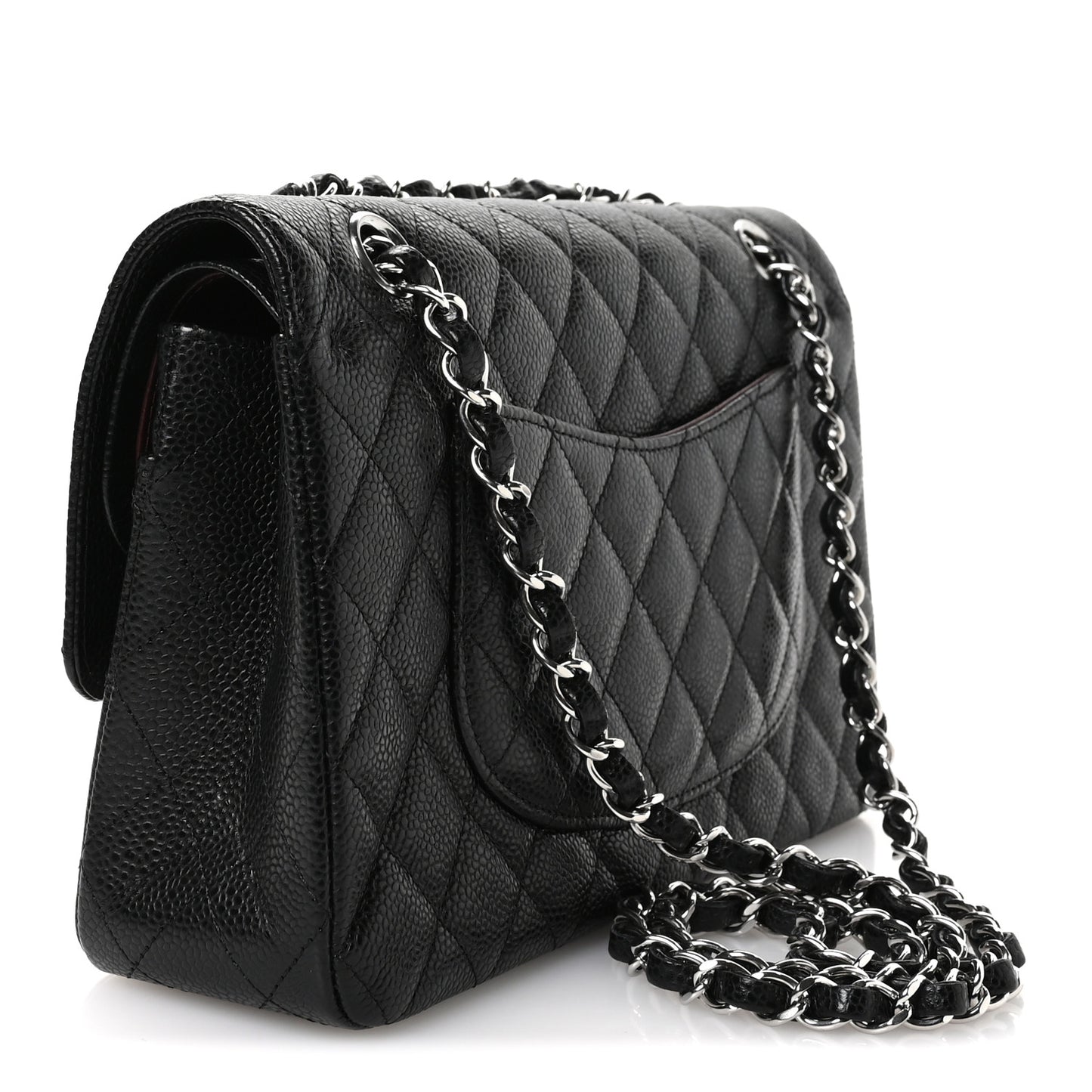 Caviar Quilted Medium Double Flap Black