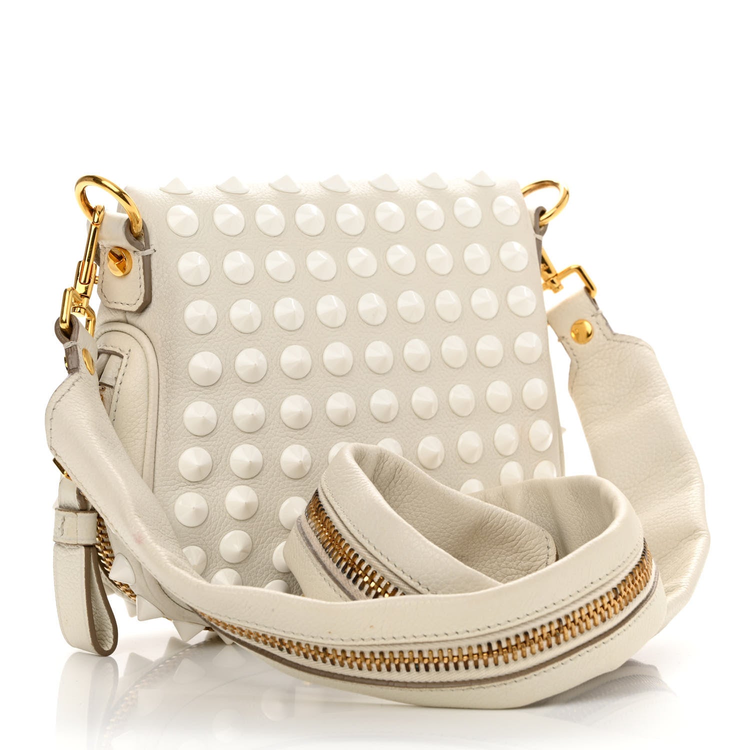 Tom Ford Pebbled Calfskin Studded Mini Jennifer Crossbody White 3 of 10