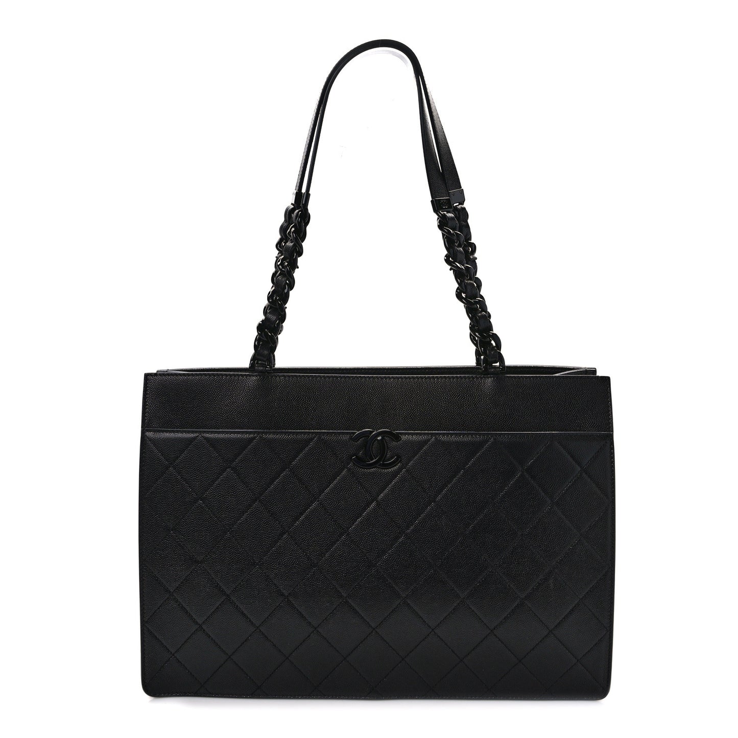Caviar Quilted My Everything Large Shopping Tote Black