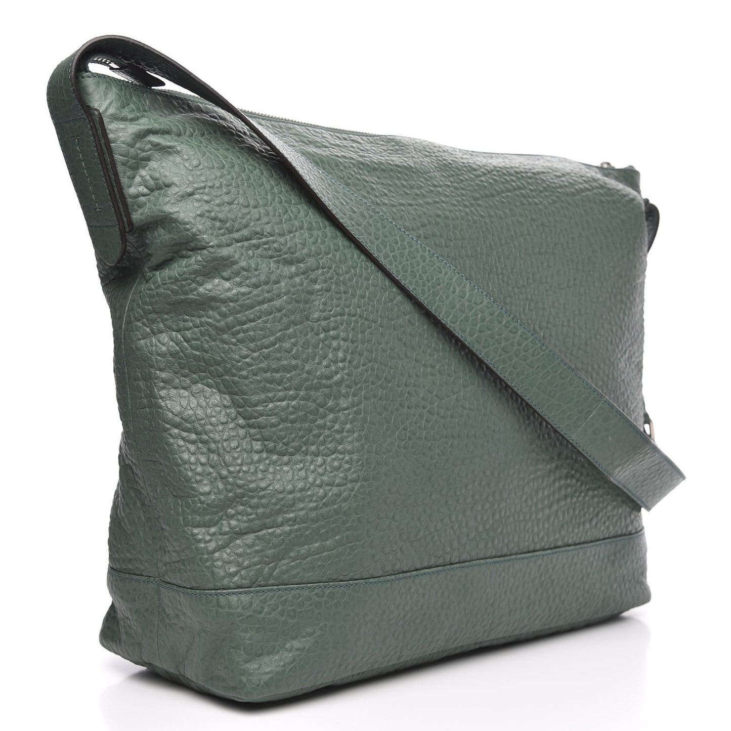 Pebbled Calfskin Large Mens Messenger Green