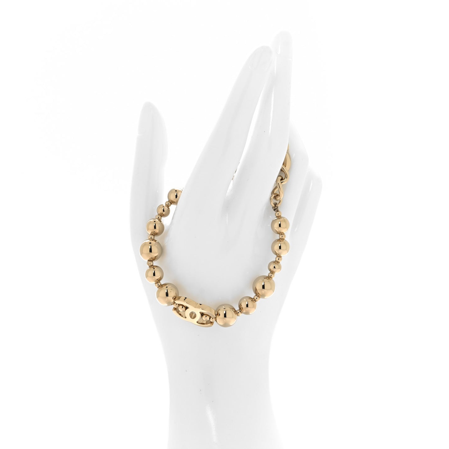 Metal Beaded CC Bracelet Gold