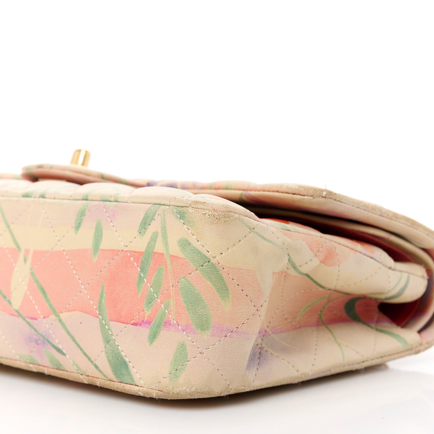 Lambskin Quilted Floral Medium Double Flap Multicolor