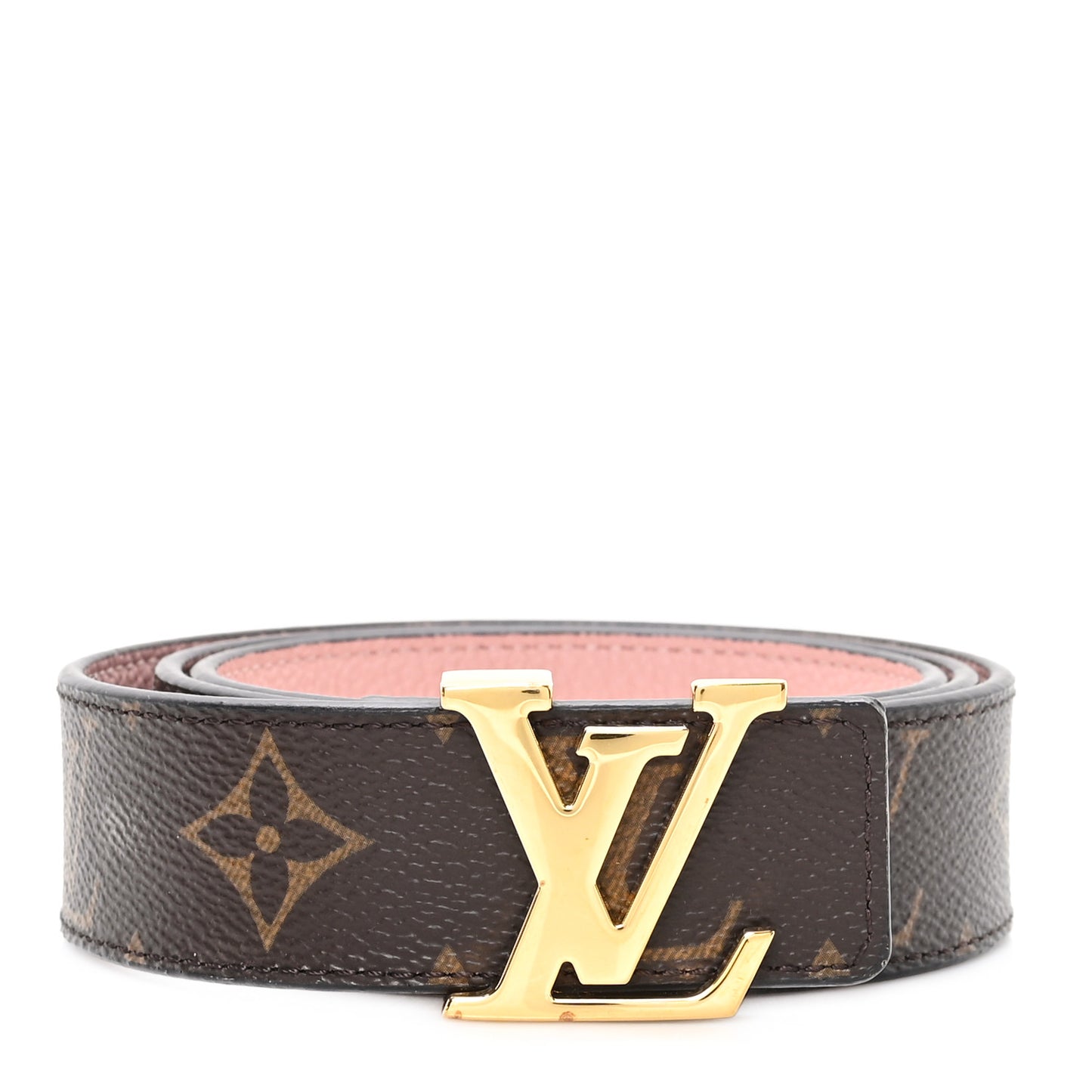 Calfskin Monogram 30mm LV Initiales Reversible Belt 80 32 Rose Ballerine
