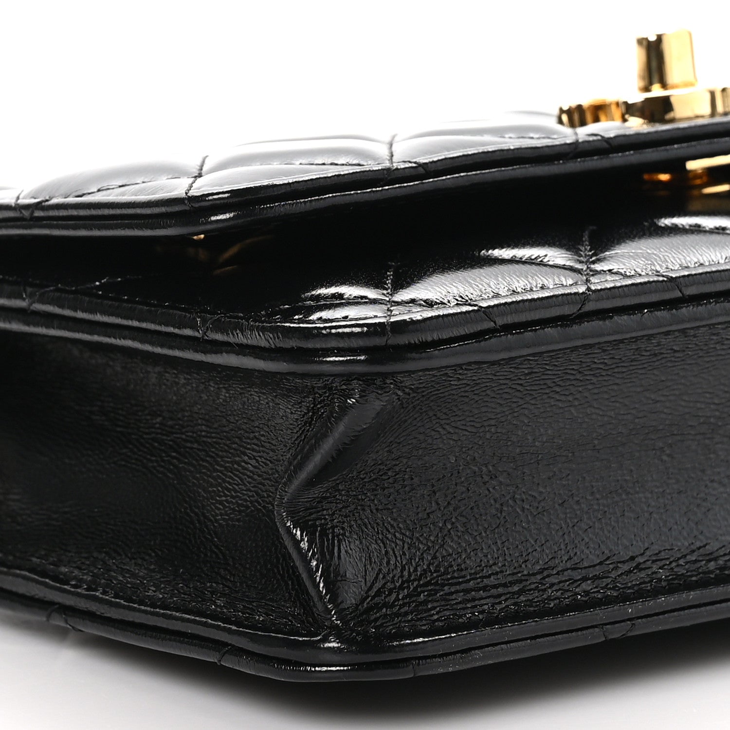 Chanel Shiny Lambskin Quilted Golden Links Wallet On Chain WOC Black 10 of 11