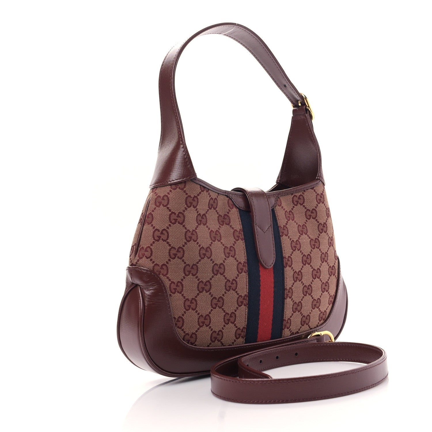 Gucci Monogram Azalea Calfskin Web Small Jackie 1961 Hobo Sahara Rubino Chardonnay 3 of 9