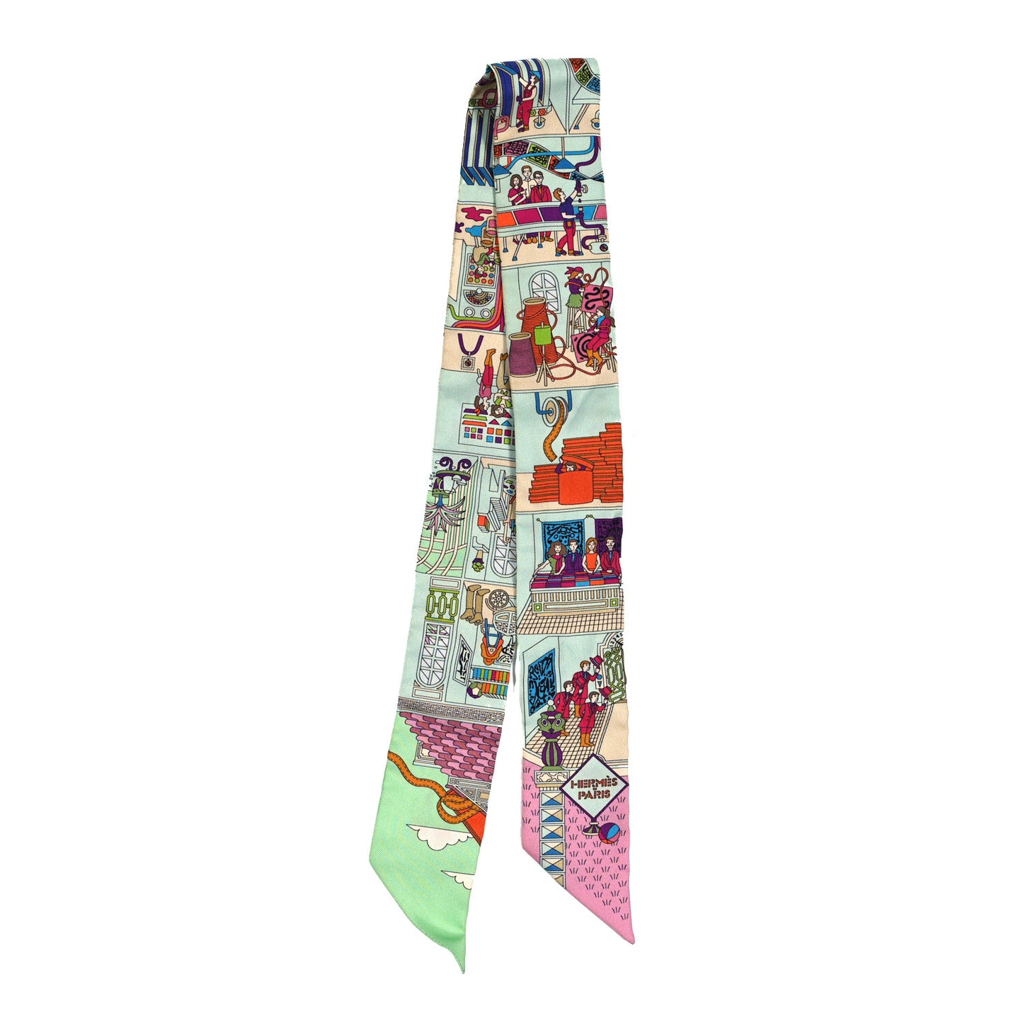 Silk La Maison des Carres Twilly Aqua Vert D'eau Rose