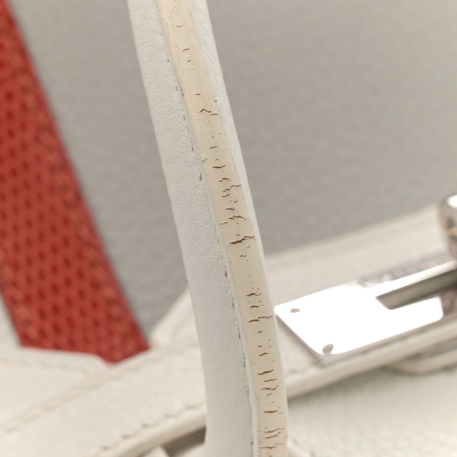 Hermes Taurillon Clemence Lizard Club Birkin 35 Blanc Gris Perle Sanguine 16 of 16