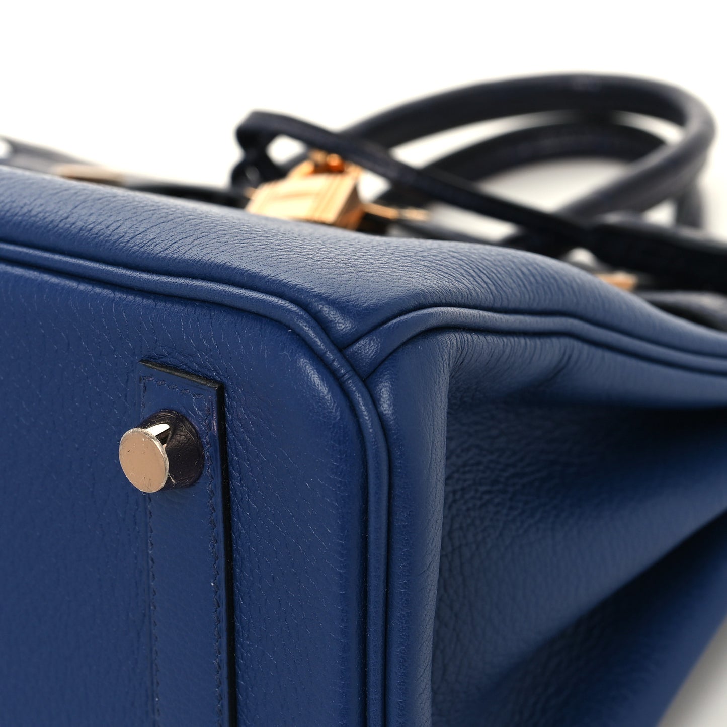 Taurillon Novillo Matte Alligator Birkin Touch 25 Bleu Saphir Marine