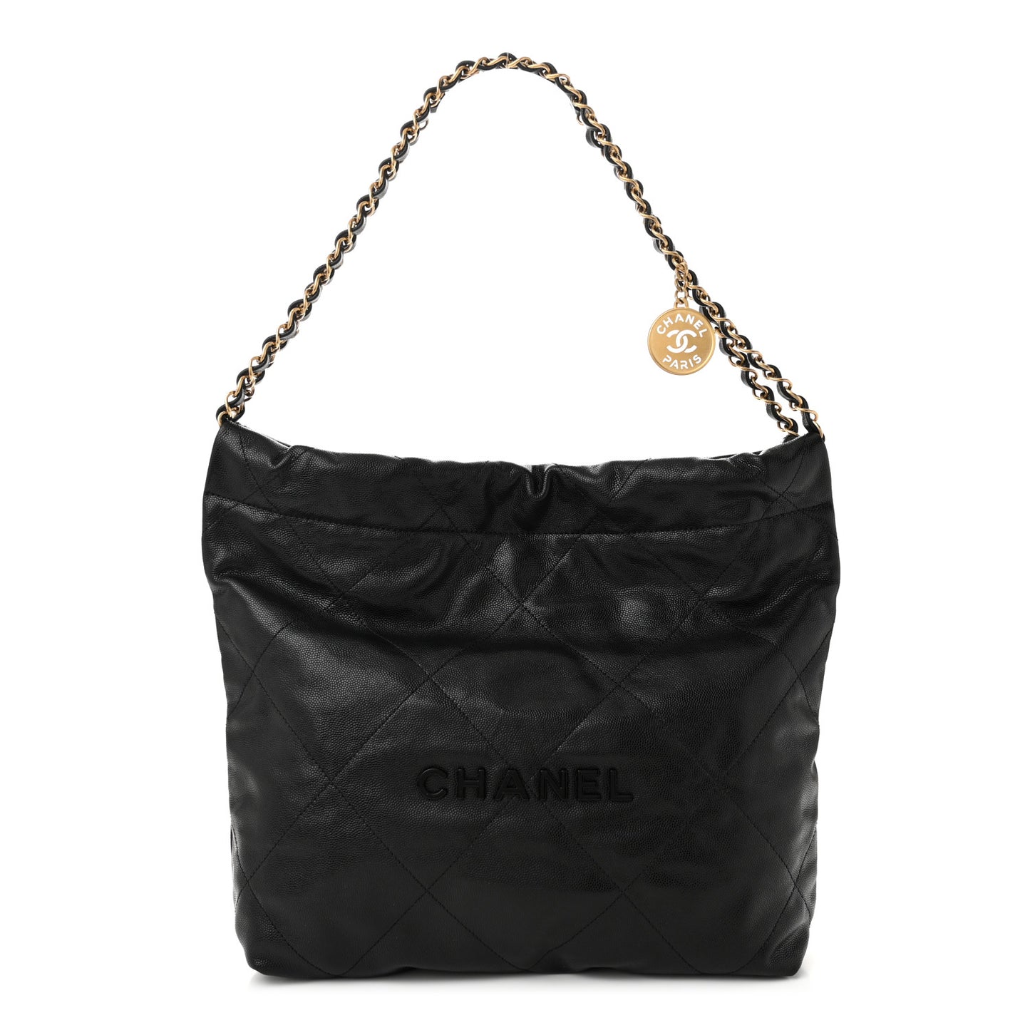 Shiny Caviar Quilted Monochrome Small Chanel 22 Black