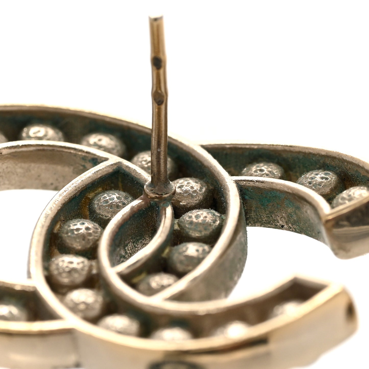 Pearl Crystal CC Earrings Gold