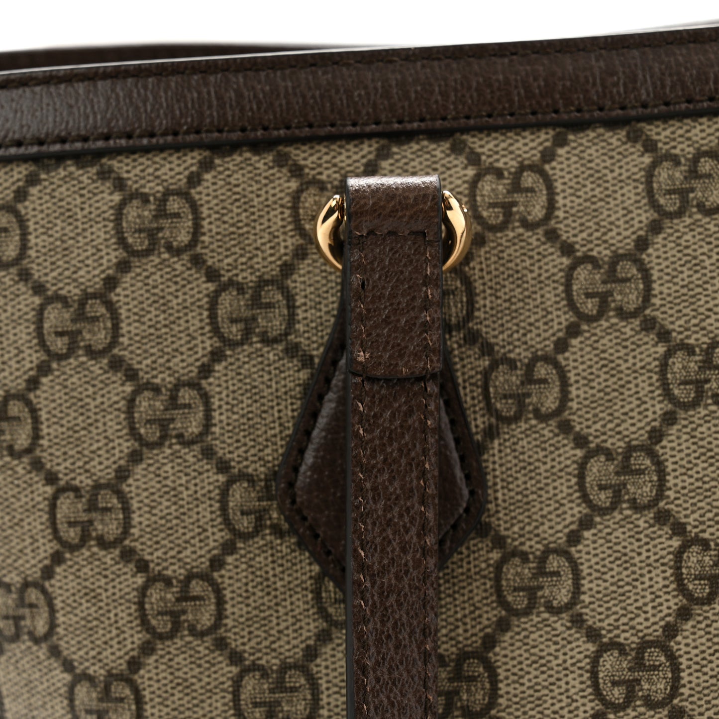 GG Supreme Monogram Textured Calfskin Web Medium Ophidia Shopping Tote Beige Ebony New Acero