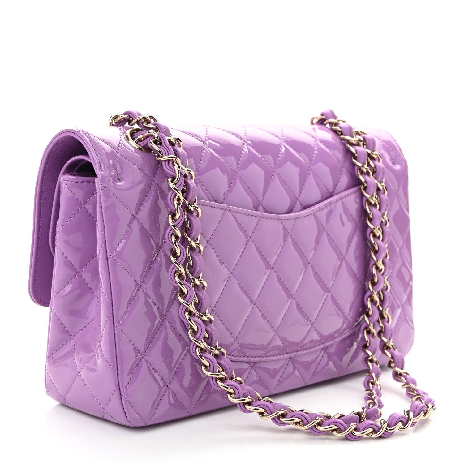 Chanel Patent Calfskin Quilted Medium Double Flap Purple 3 of 11