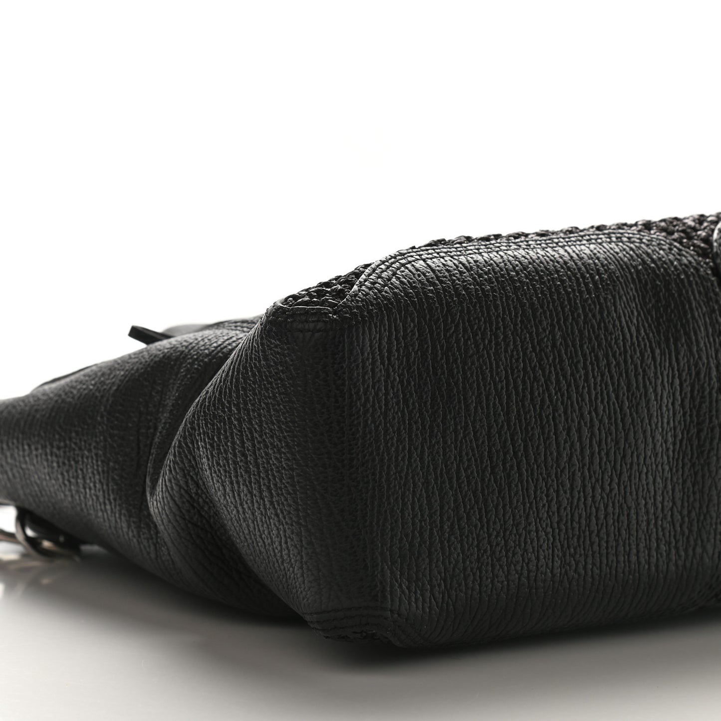 3.1 Textured Calfskin Woven Panel Medium Pashli Satchel Black Silver