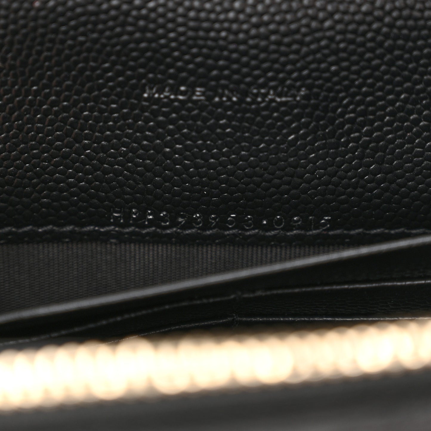 Grain De Poudre Matelasse Chevron Monogram Envelope Chain Wallet Black