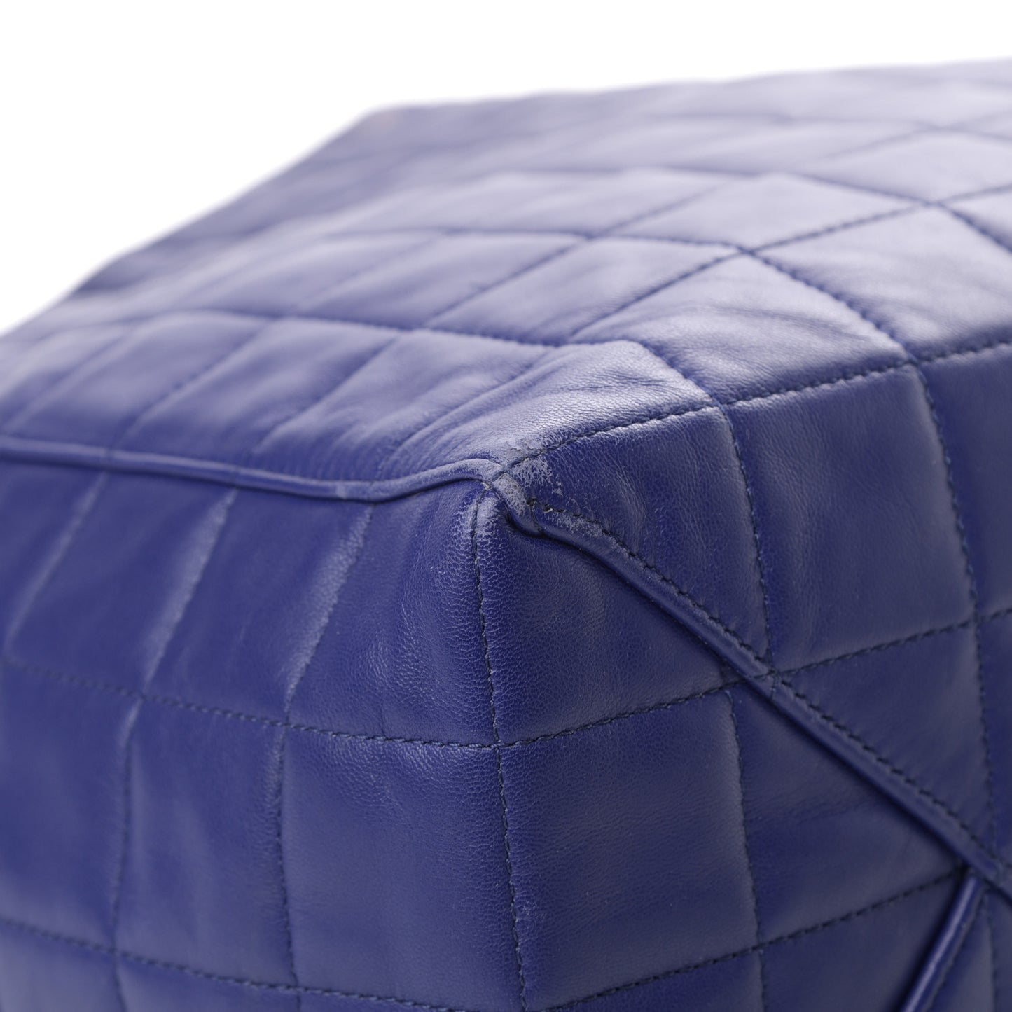 Lambskin Quilted Horizontal Cabas Blue