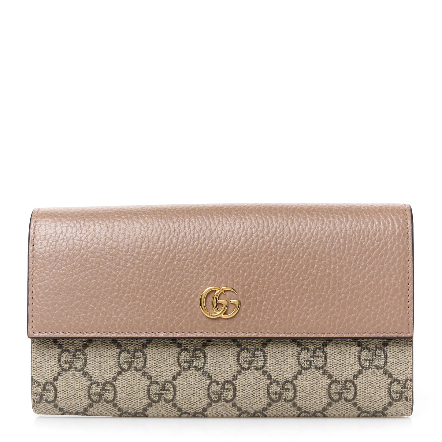 Dollar Calfskin GG Supreme Monogram GG Marmont Continental Wallet Old Rose Beige Ebony