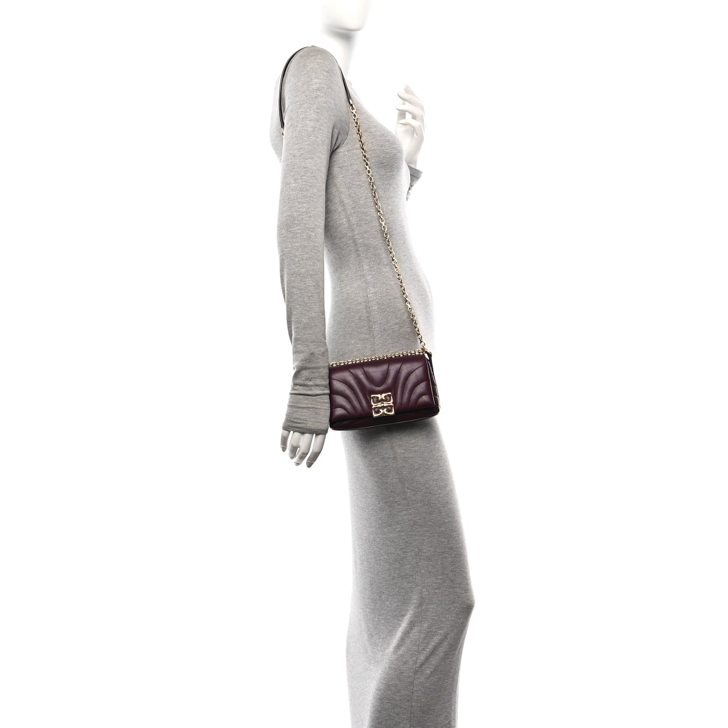 Calfskin Quilted Small 4G Liquid Wallet On Chain Oxblood