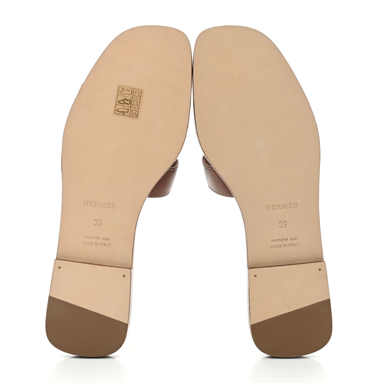 Hermes Box Calfskin Oran Sandals 39 Gold 5 of 9