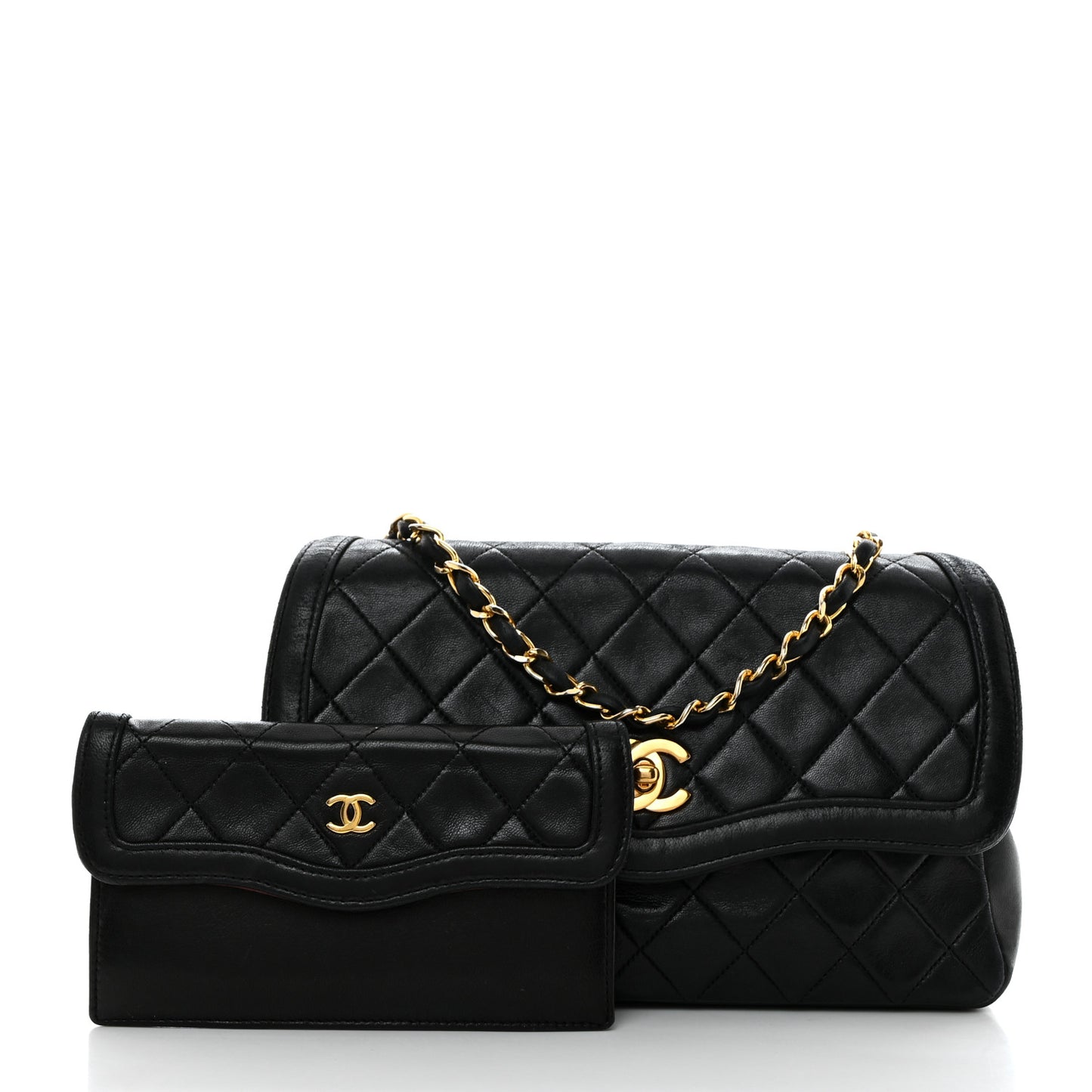 Lambskin Quilted Small Single Flap Black