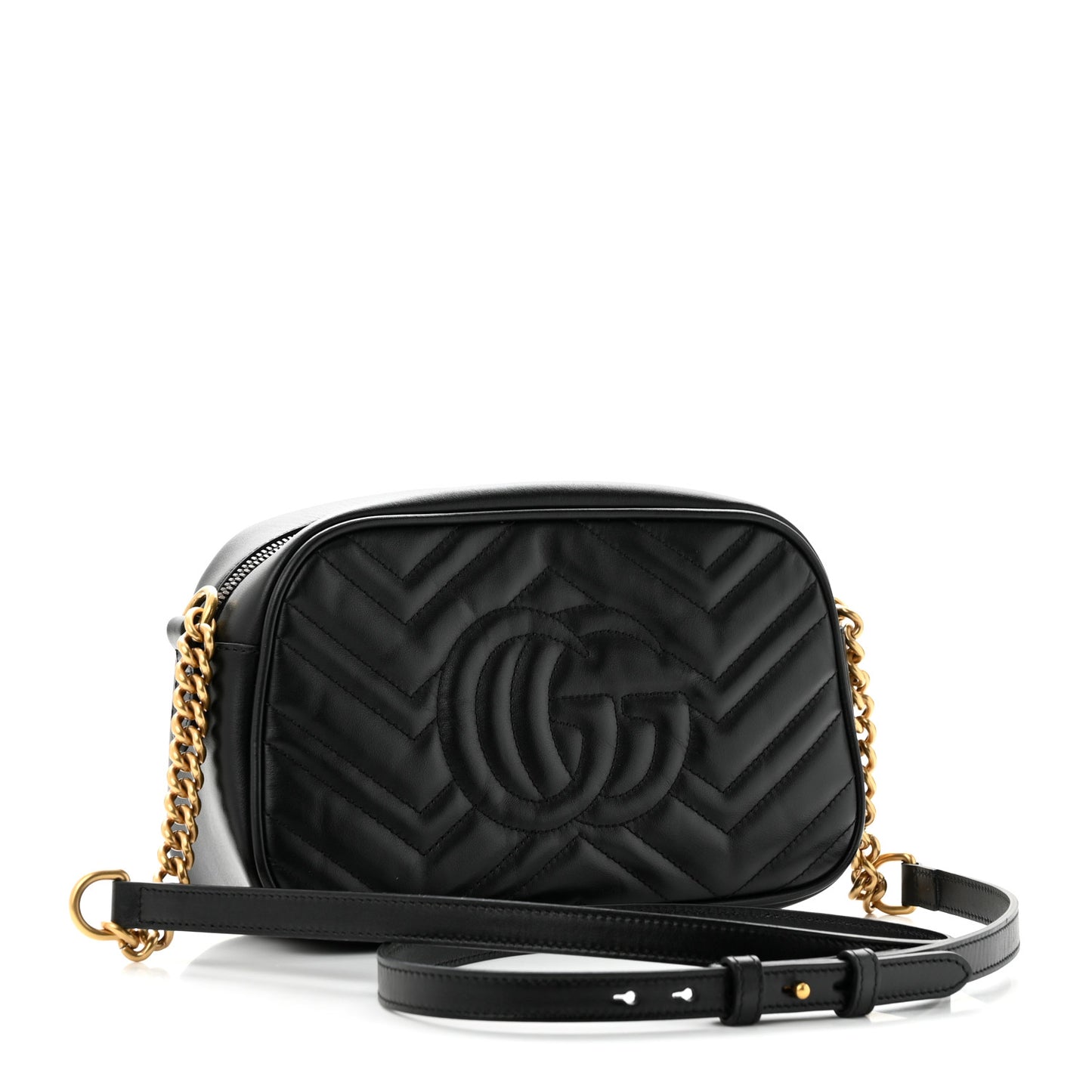 Calfskin Matelasse Small GG Marmont Chain Shoulder Bag Black